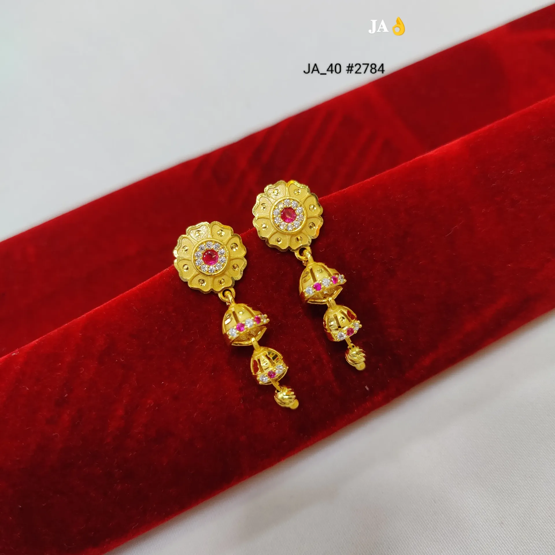 Gold Floral Double Jhumki Drop Earrings DN-2784