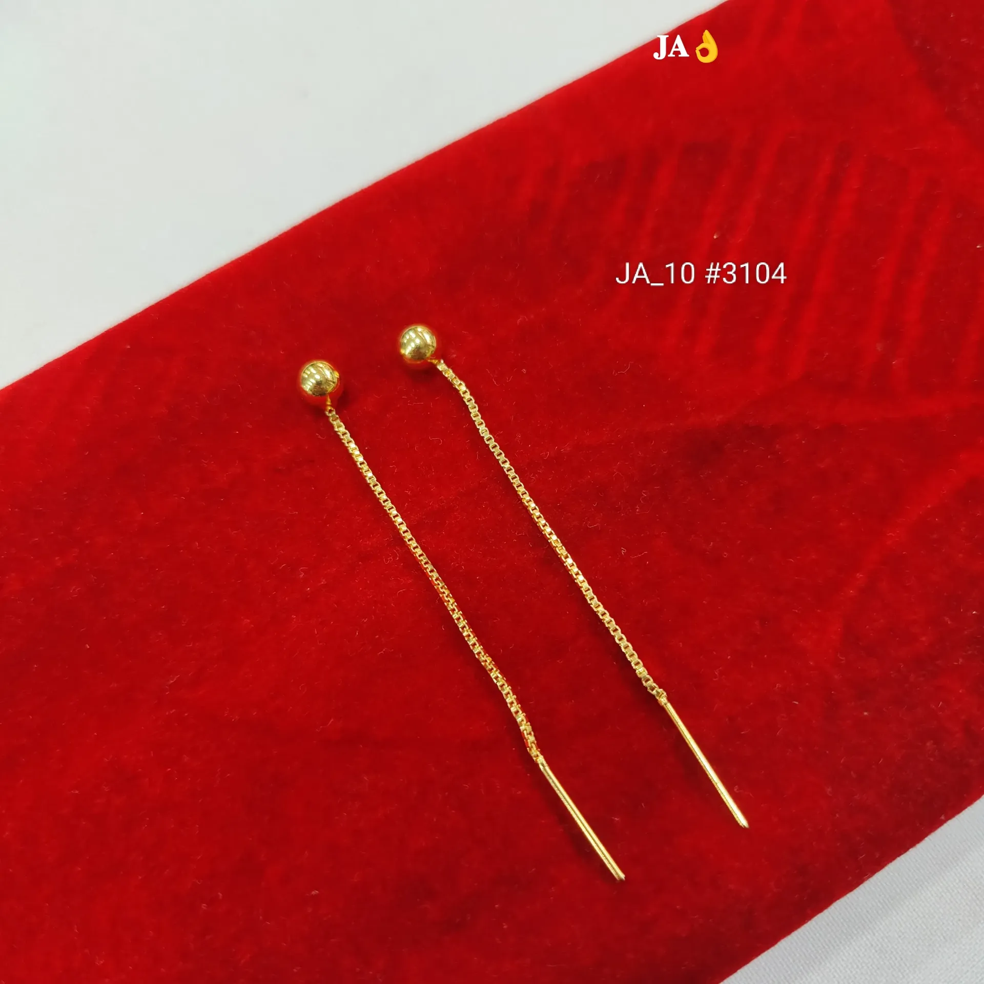 Gold Ball Threader Chain Earrings DN-3104
