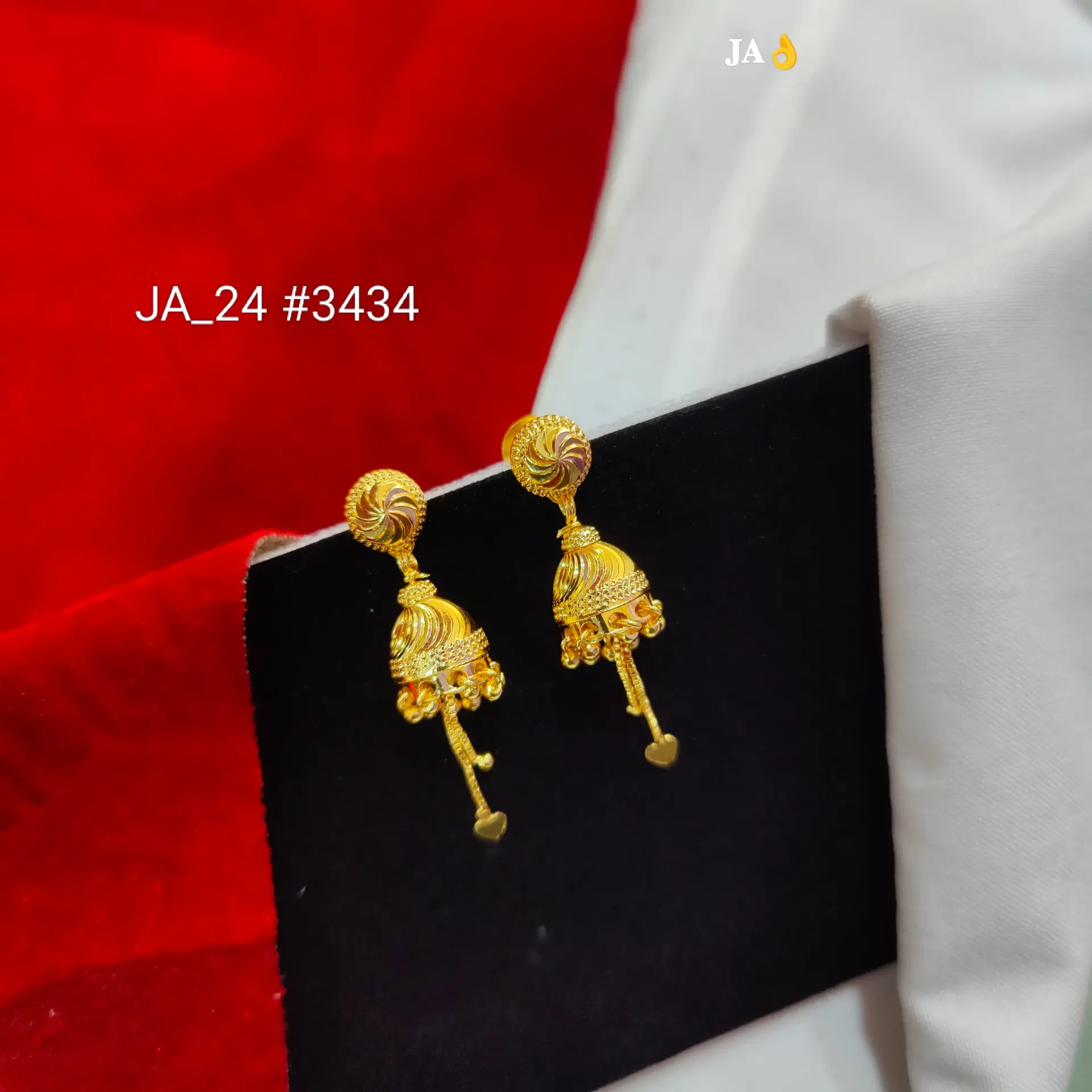 Gold Swirl Jhumki Heart Drop Earrings DN-3434