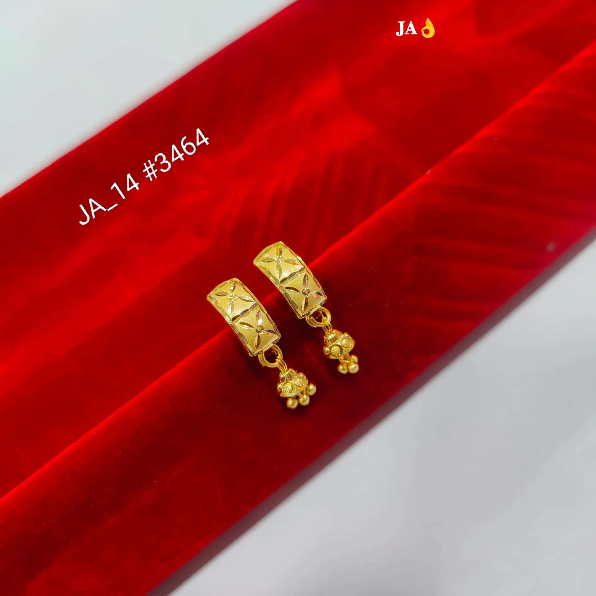 Gold Engraved Huggie Drop Earrings DN-3464