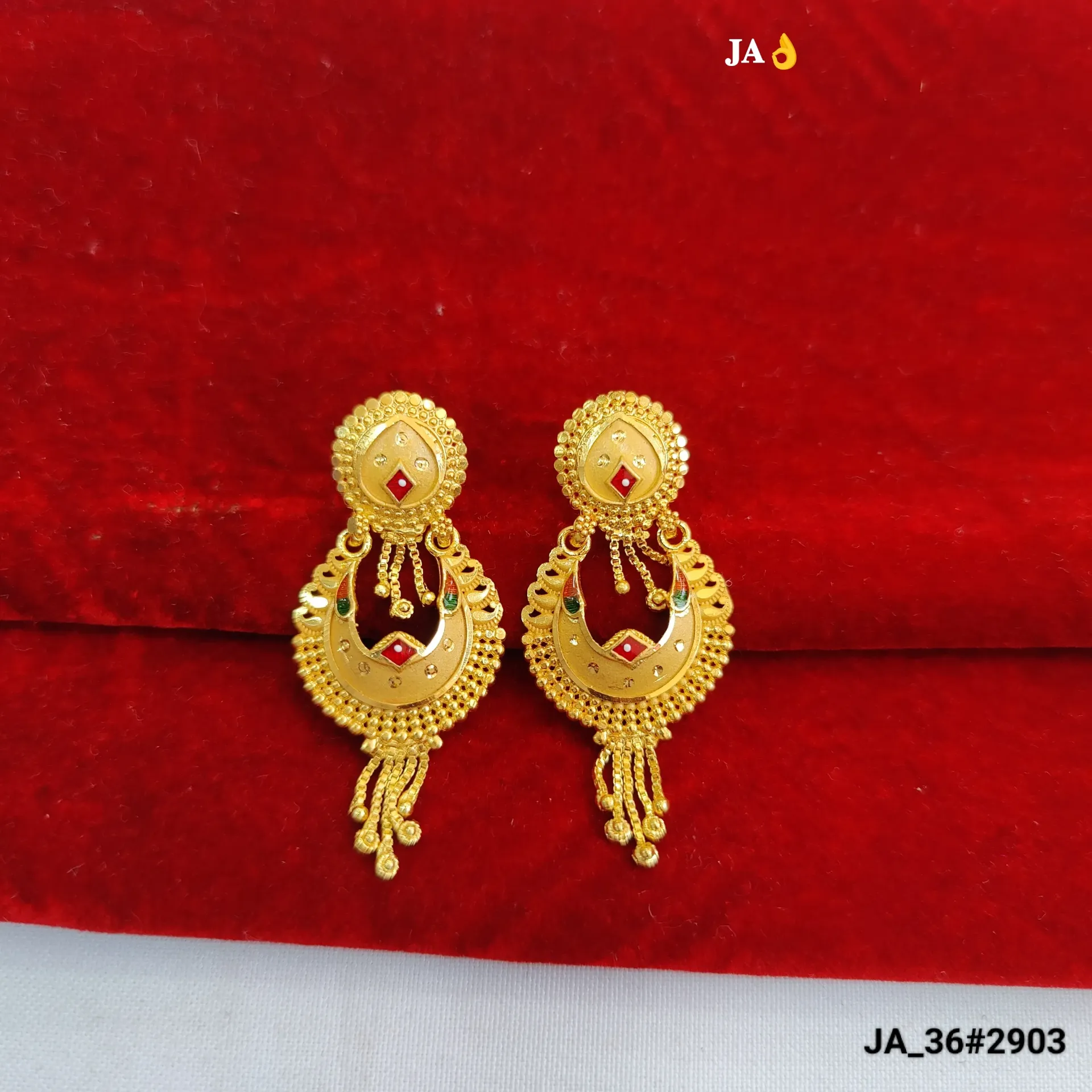 Gold Traditional Crescent Tassel Earrings DN-2903