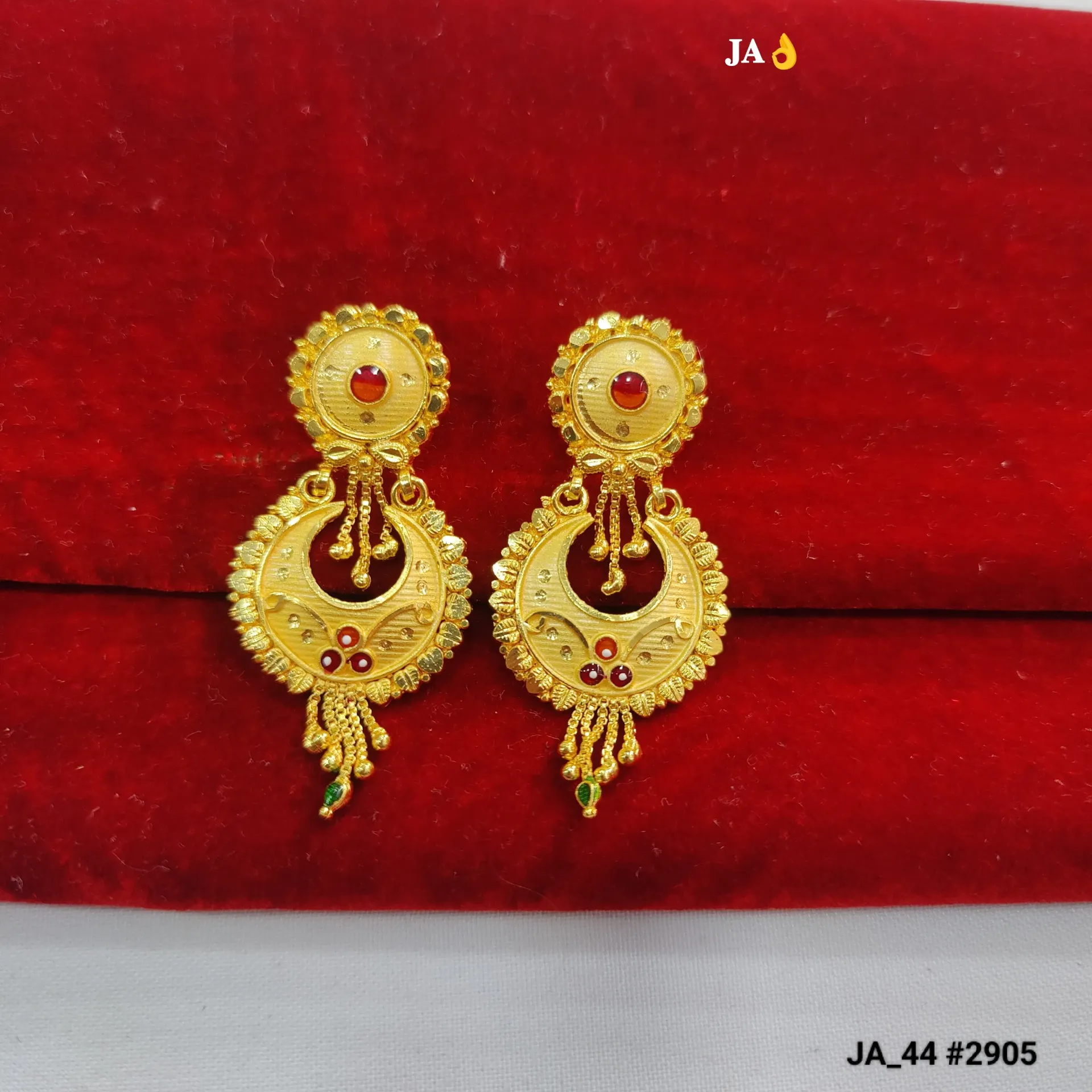 Gold Traditional Crescent Tassel Earrings DN-2905