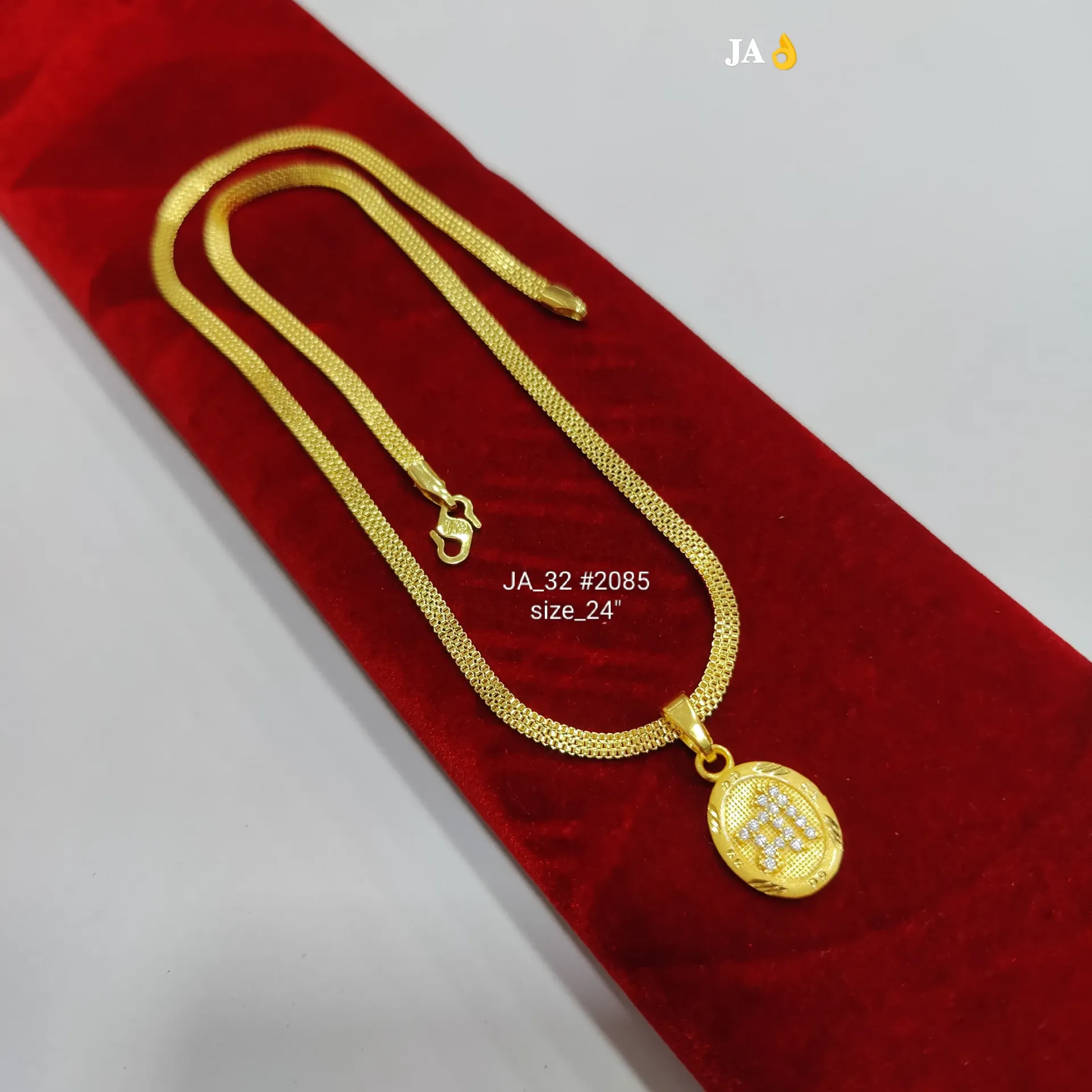 Gold Plated CZ Oval Pendant Chain DN-2085