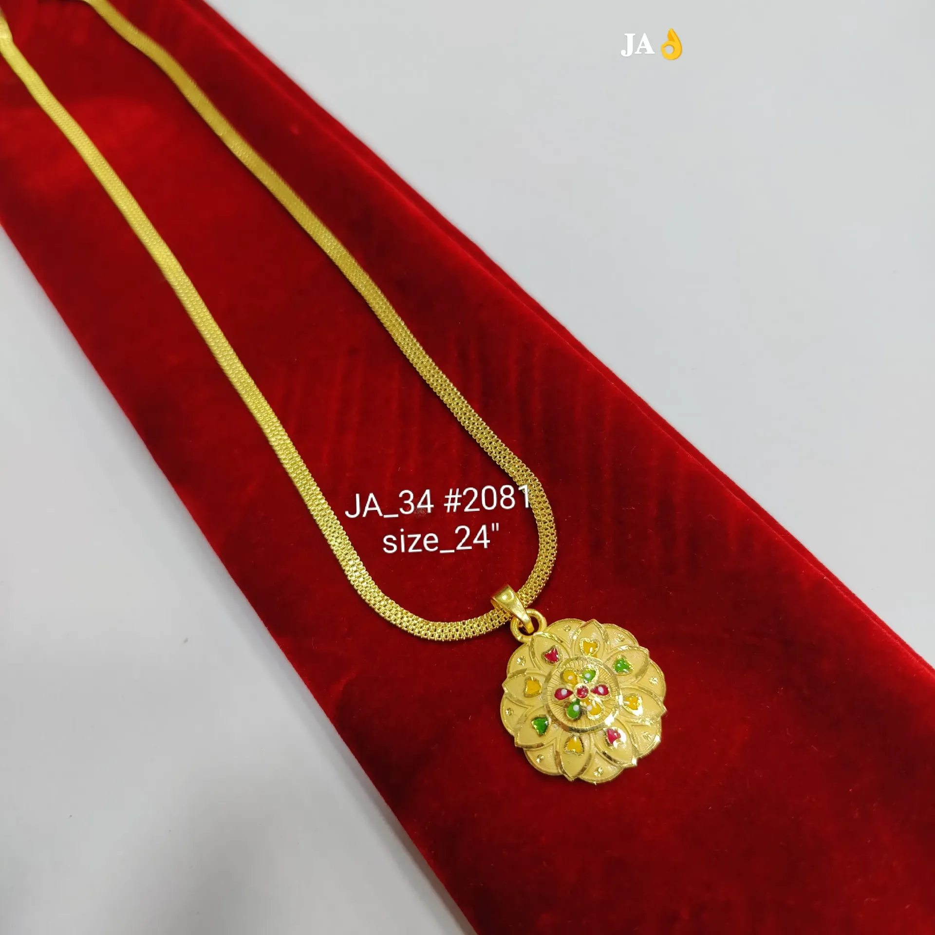 Gold Plated Lotus Floral Enamel Pendant Chain DN-2081