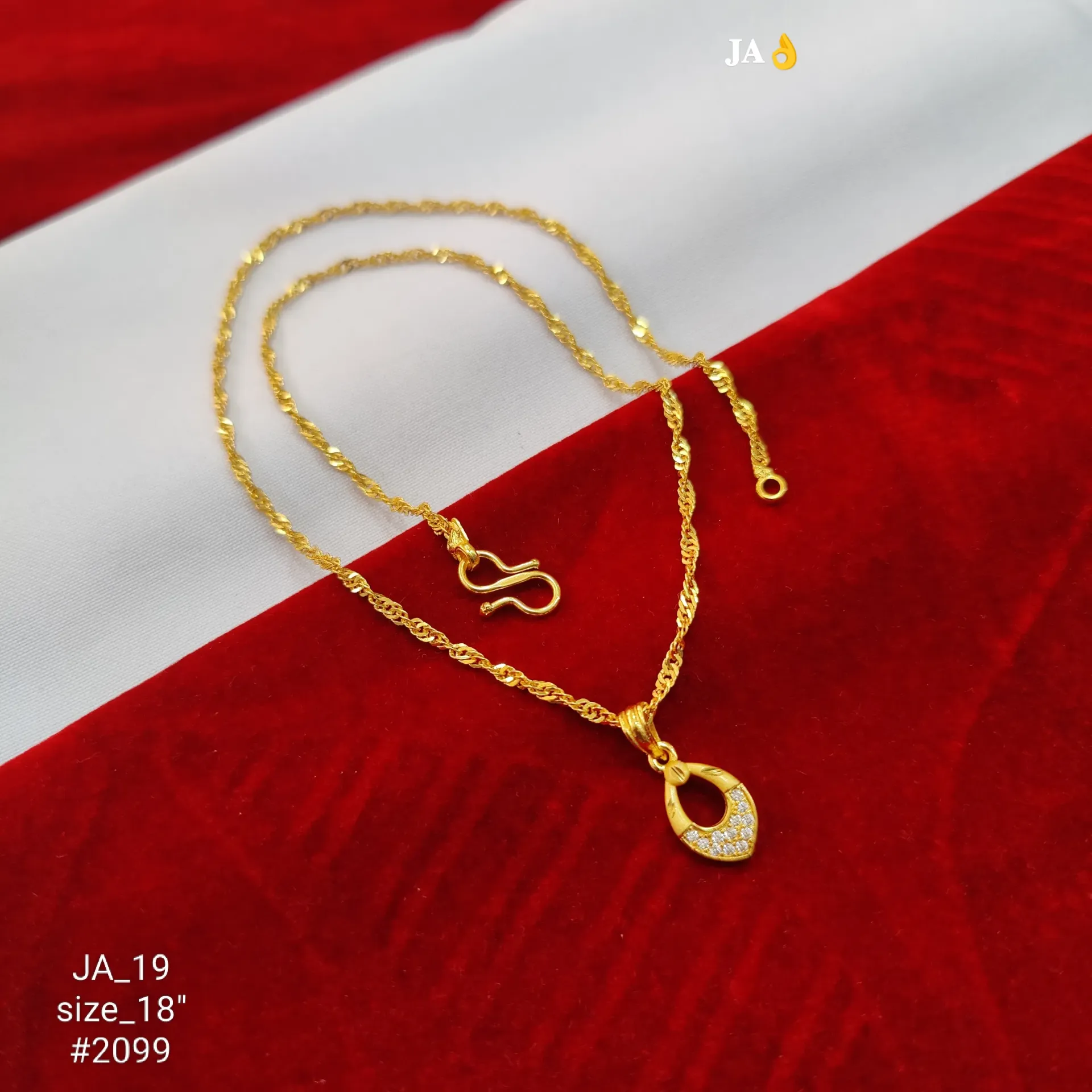 Gold Plated Teardrop CZ Pendant Chain  DN-2099