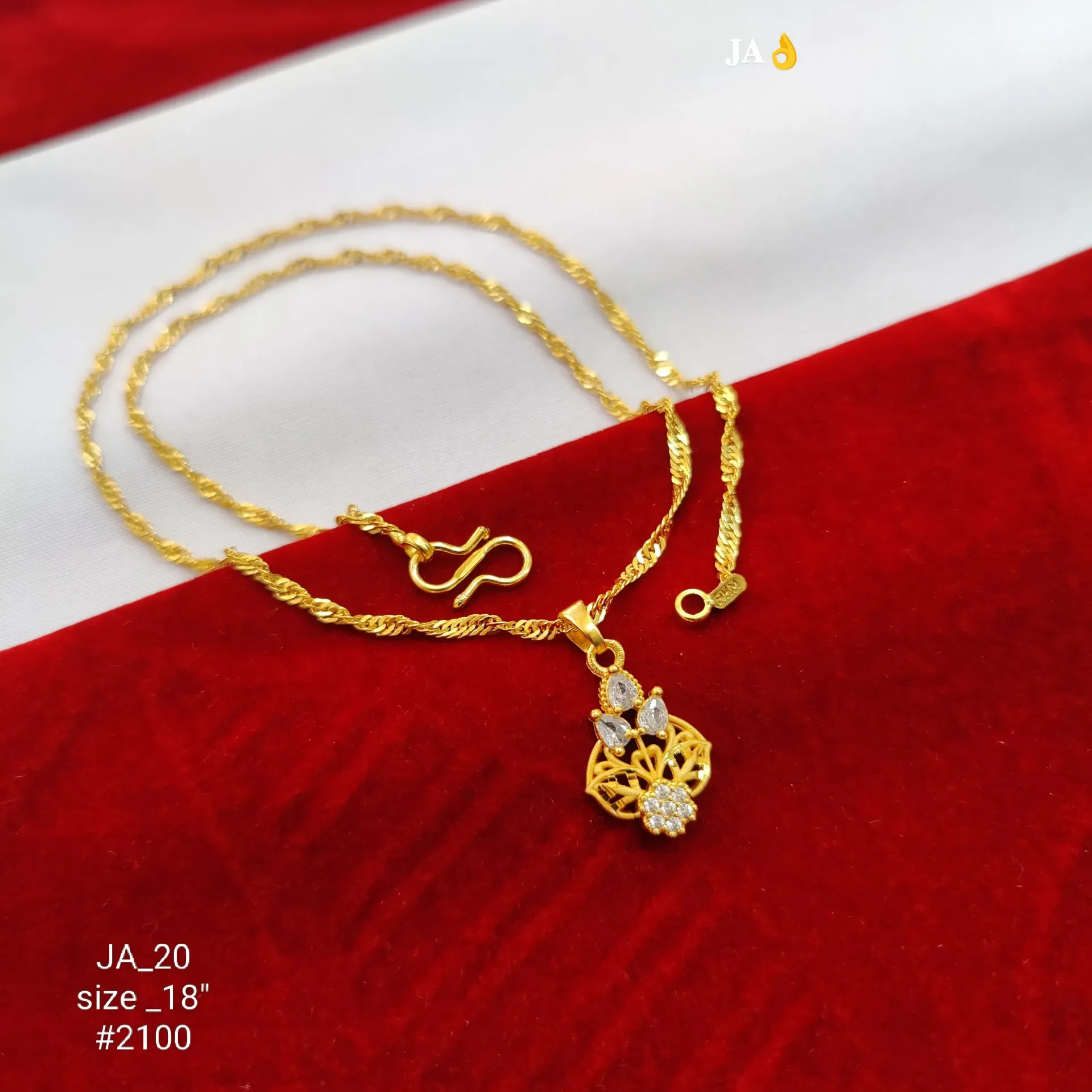 Gold Plated Floral CZ Pendant Chain DN-2100