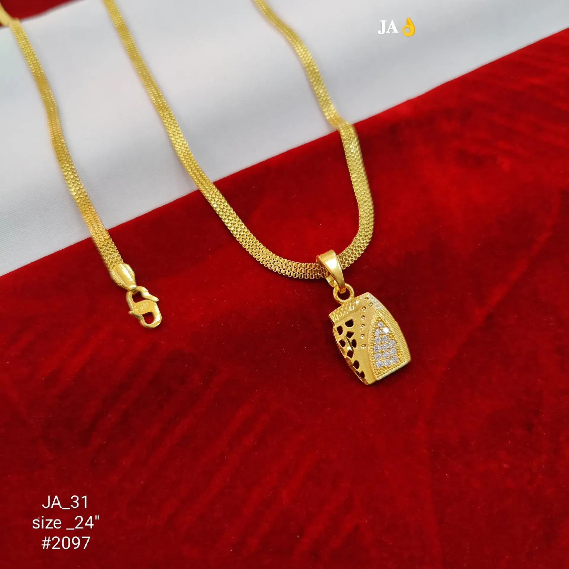 Gold Plated CZ Geometric Pendant Chain  DN-2097