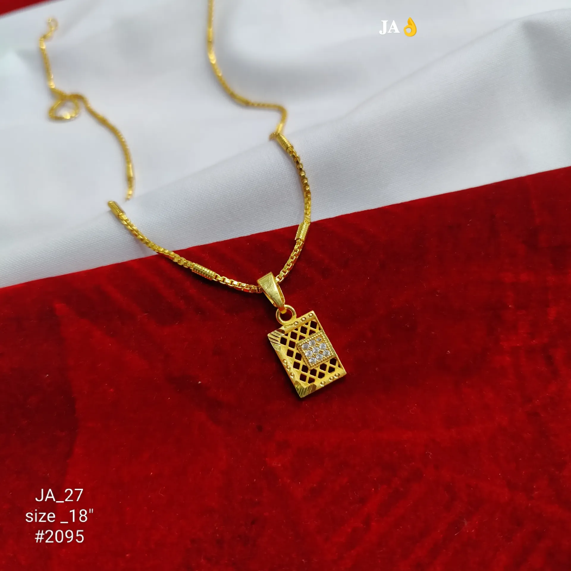 Gold Plated CZ Designer Rectangle Pendant Chain DN-2095