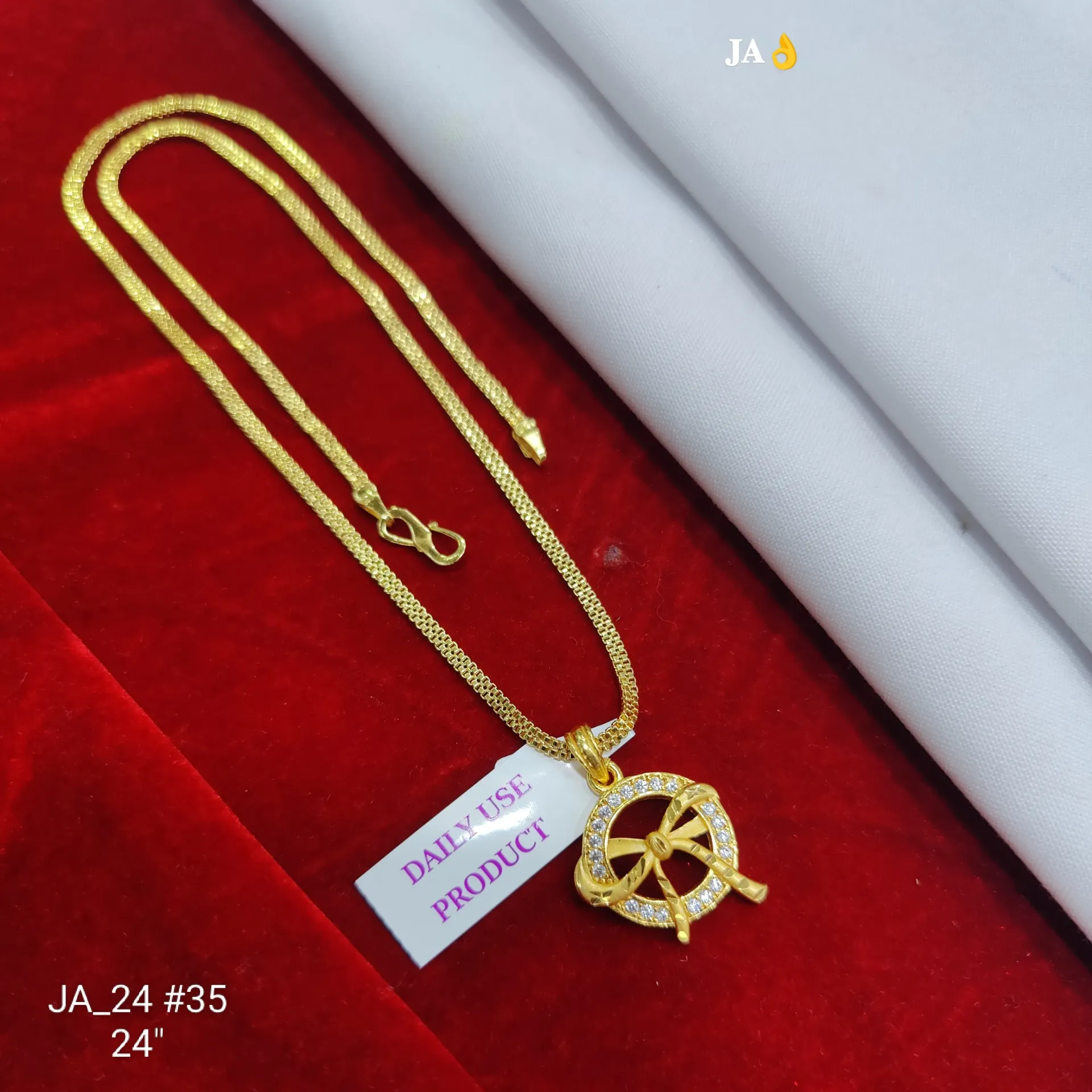 Gold Plated Wheel Charm Pendant Chain DN-35