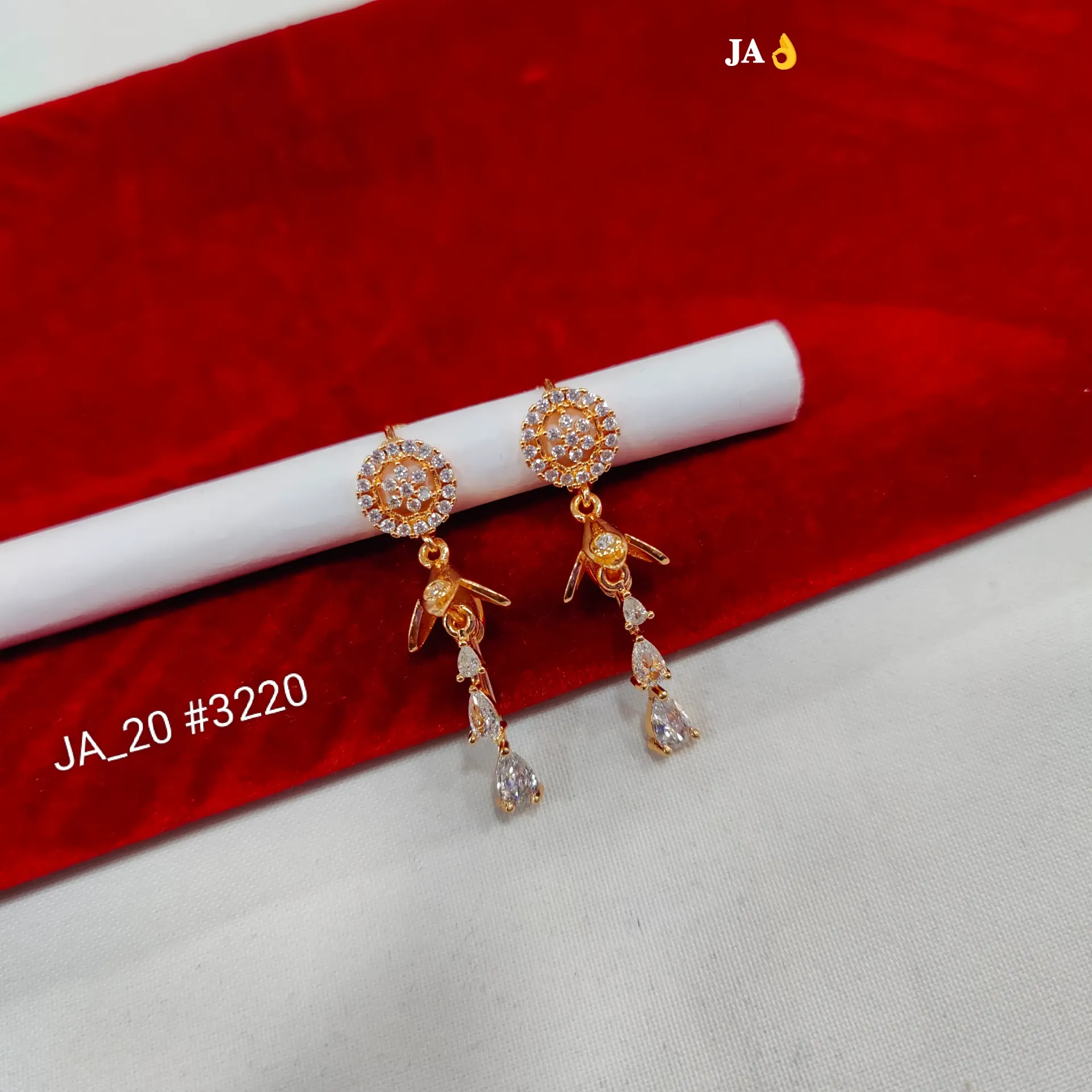 1 Gram Gold Plated CZ Stone Earrings – DN-3220