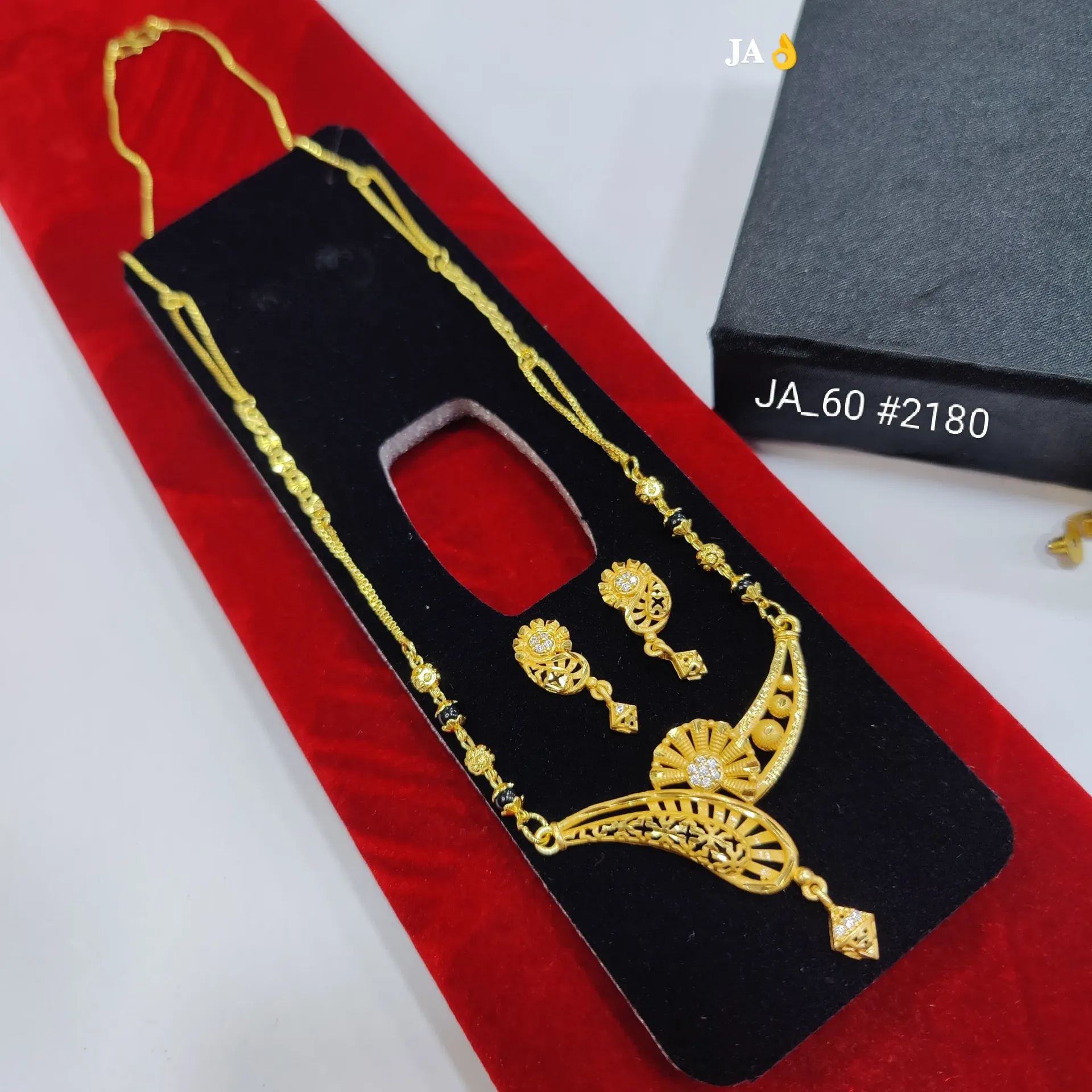 Gold Plated Floral Designer Mangalsutra with Earrings DN-2180
