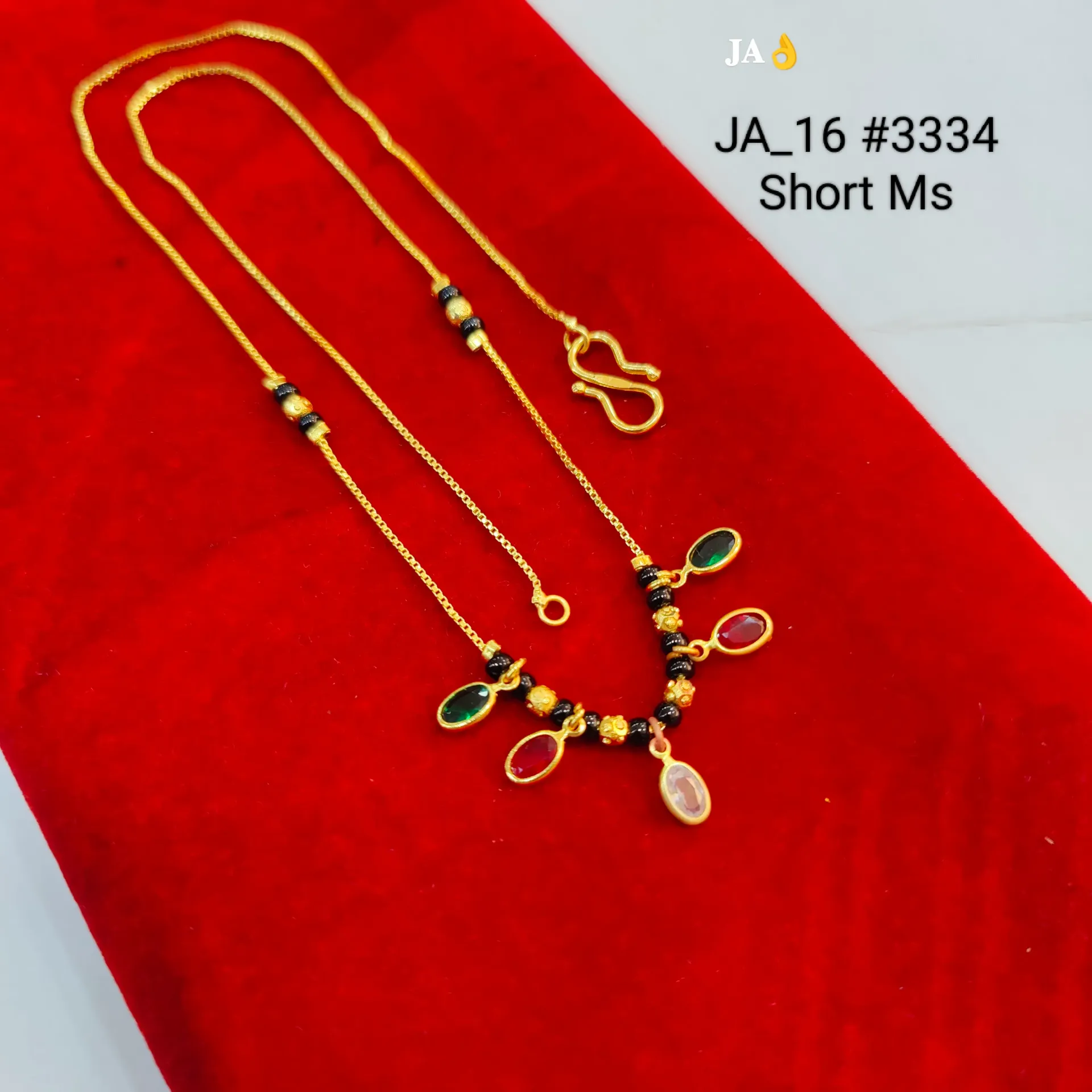 Gold Plated Multicolor Stone Short Mangalsutra DN-3334