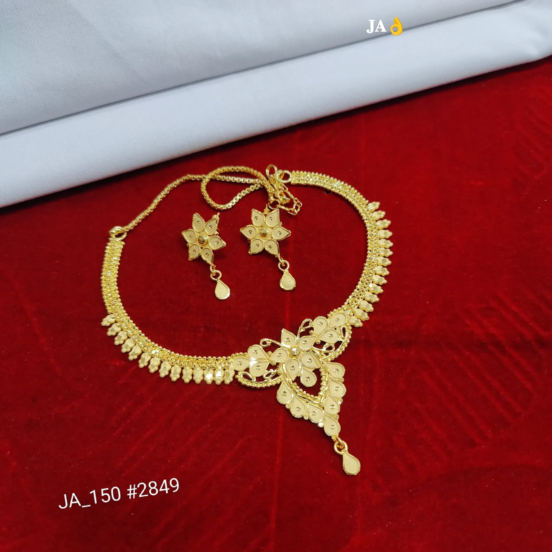 Gold Plated Floral Designer Necklace Set DN-2849