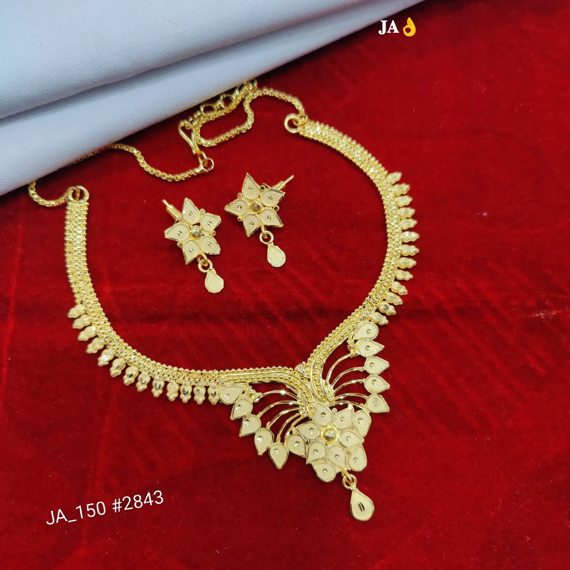 Gold Plated Floral Designer Necklace Set DN-2843