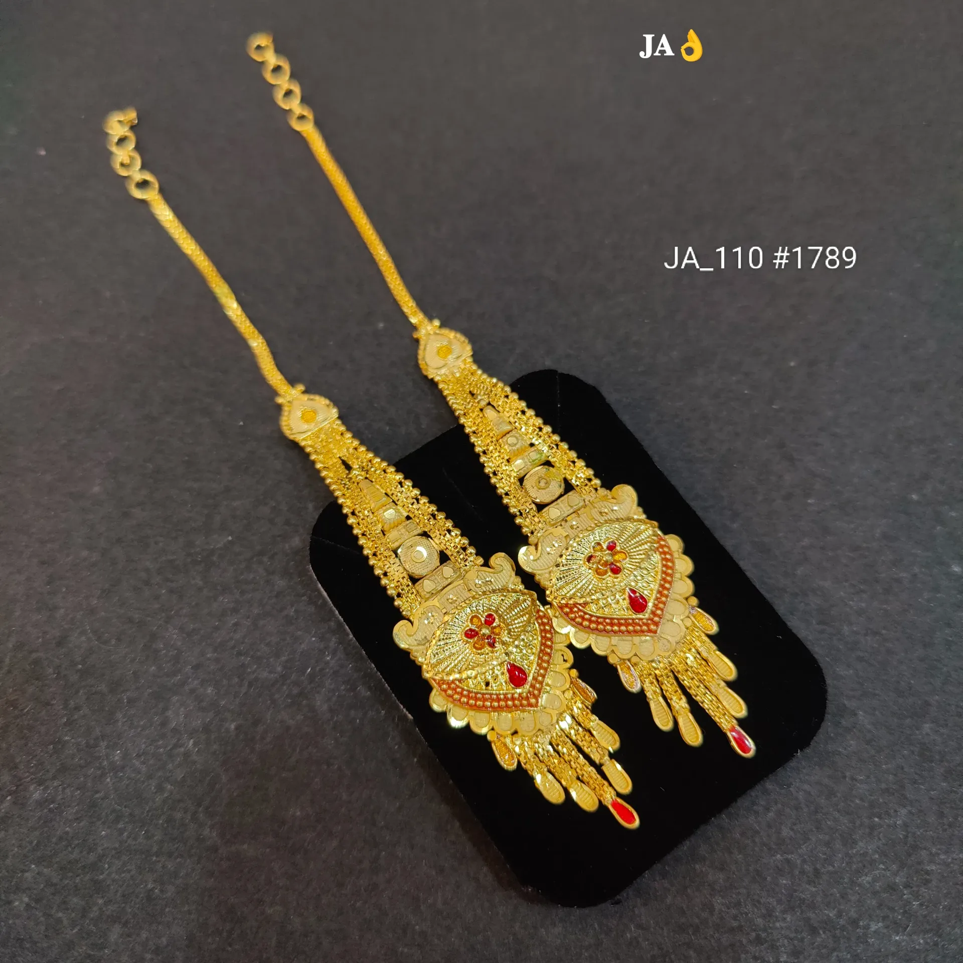 Gold Plated Traditional Long Latkan Earrings for Women DN-1789