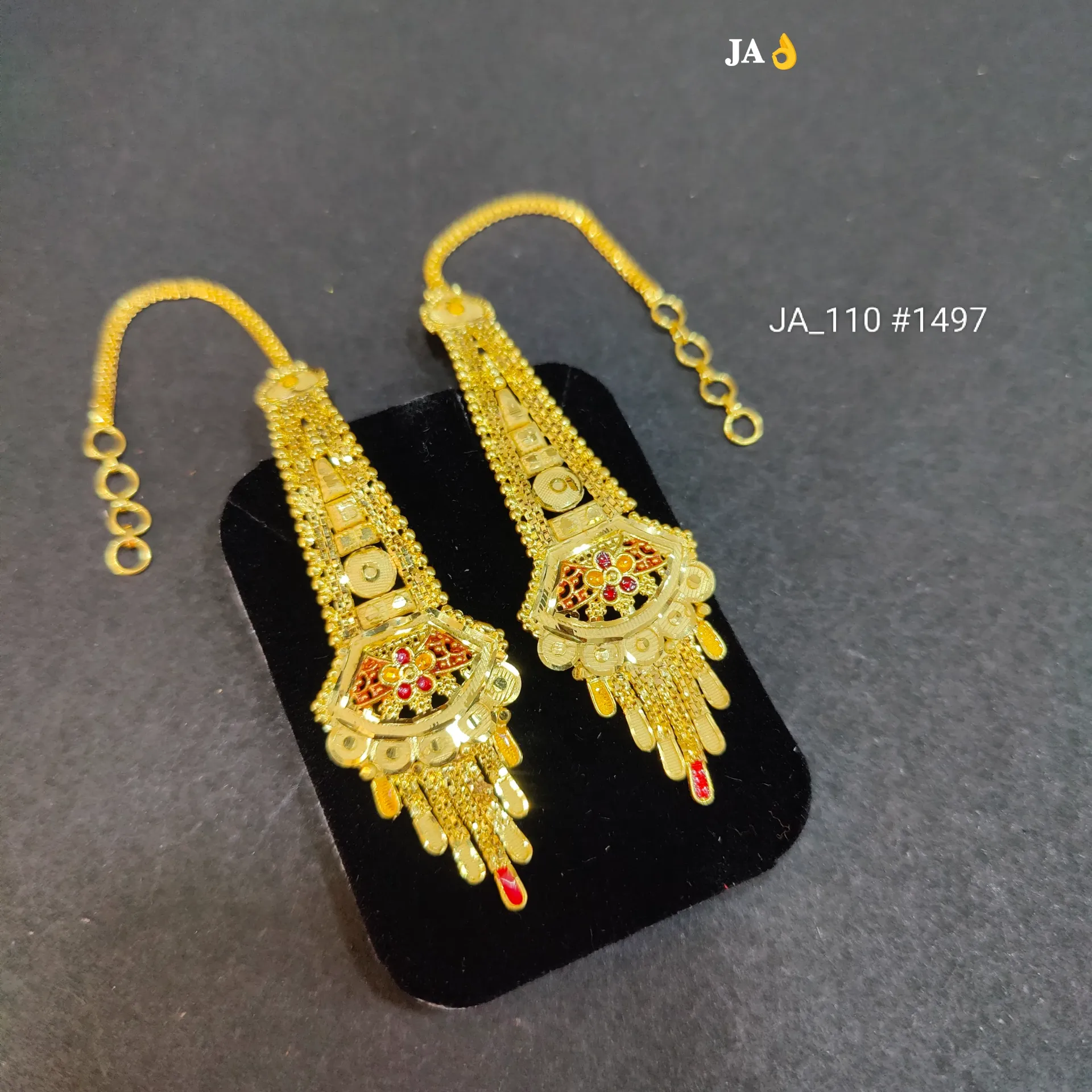 Gold Plated Traditional Long Latkan Earrings for Women DN-1497