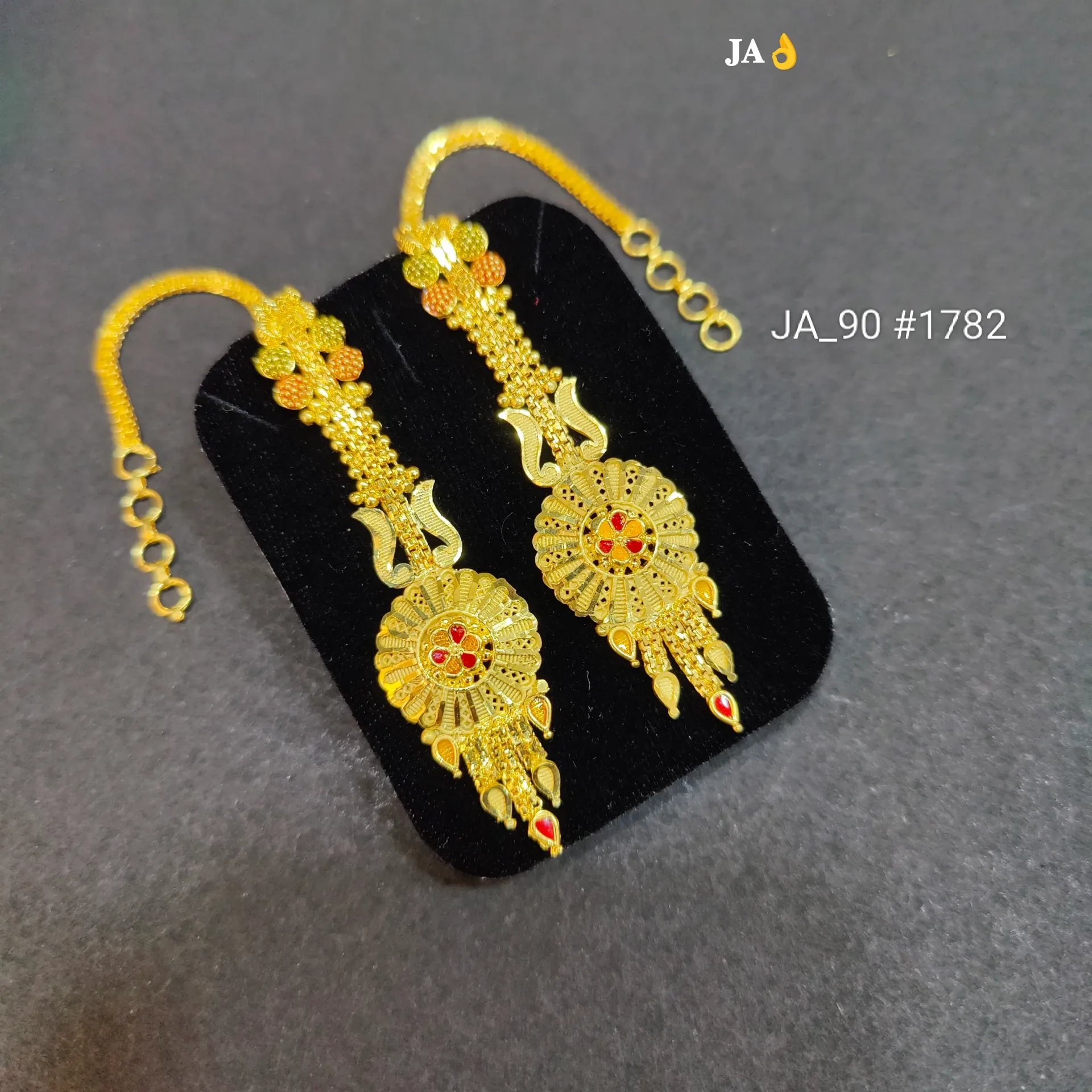 Gold Plated Traditional Long Latkan Earrings for Women DN-1782