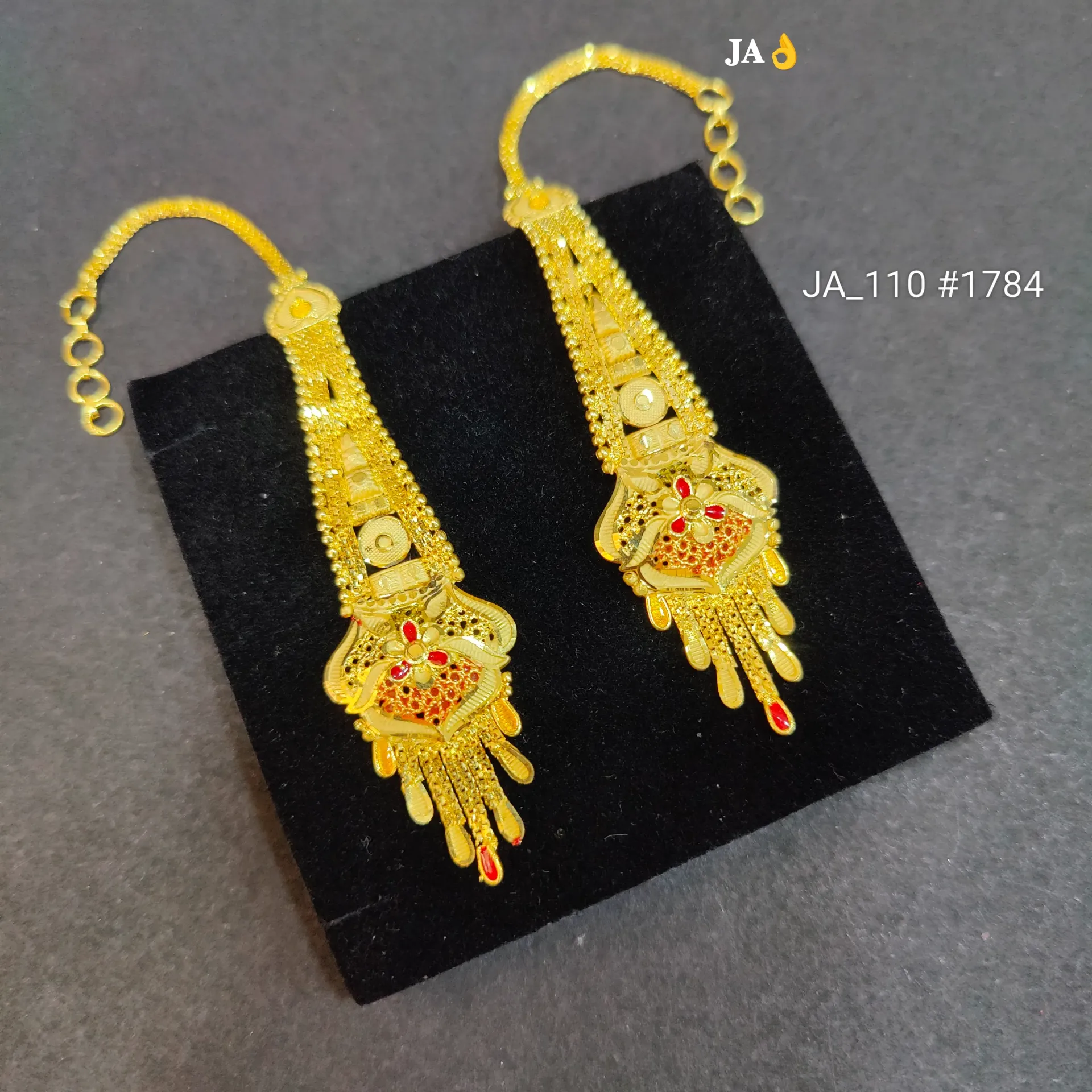 Gold Plated Traditional Long Latkan Earrings for Women DN-1784