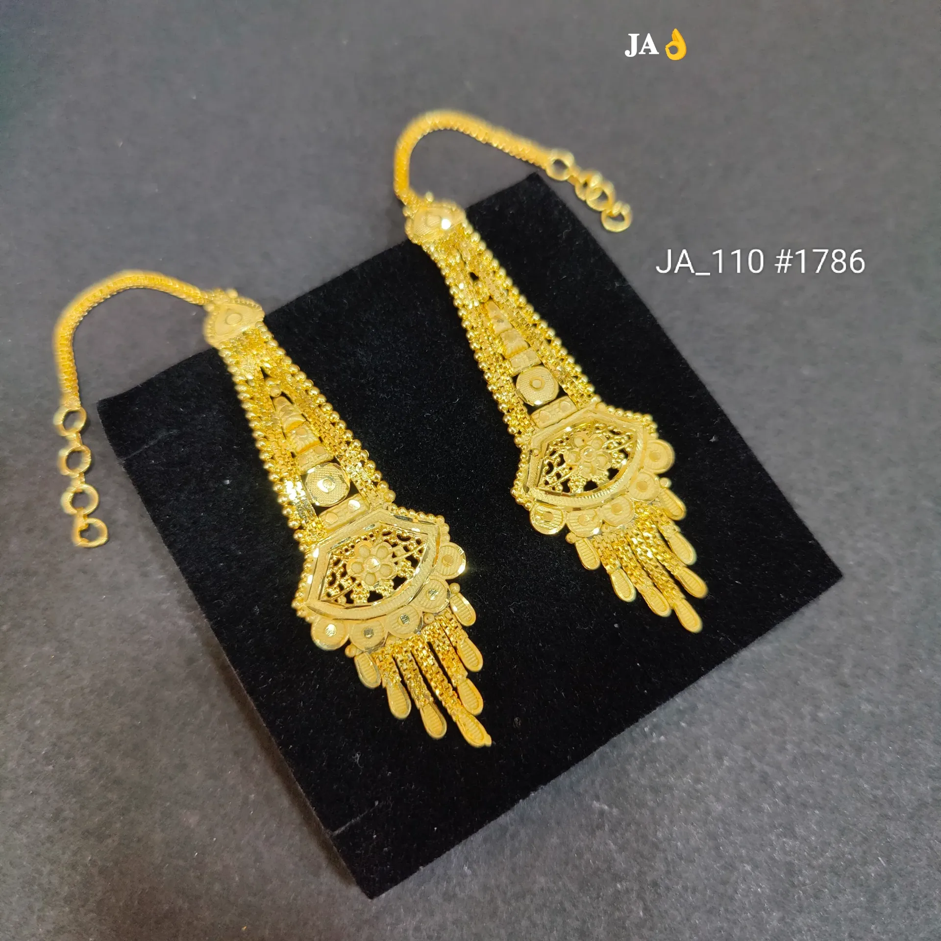 Gold Plated Traditional Long Latkan Earrings for Women DN-1786