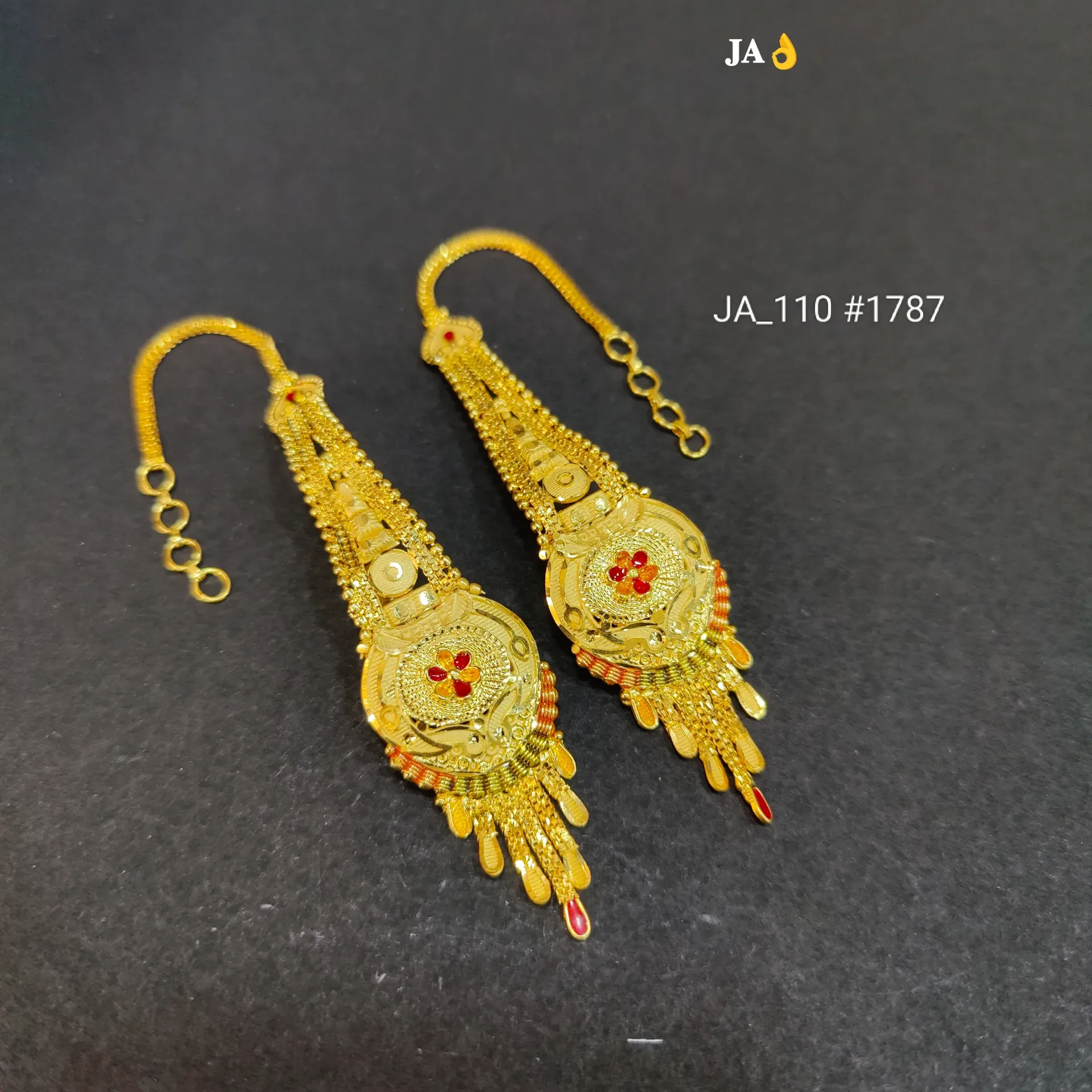 Gold Plated Traditional Long Latkan Earrings for Women DN-1787