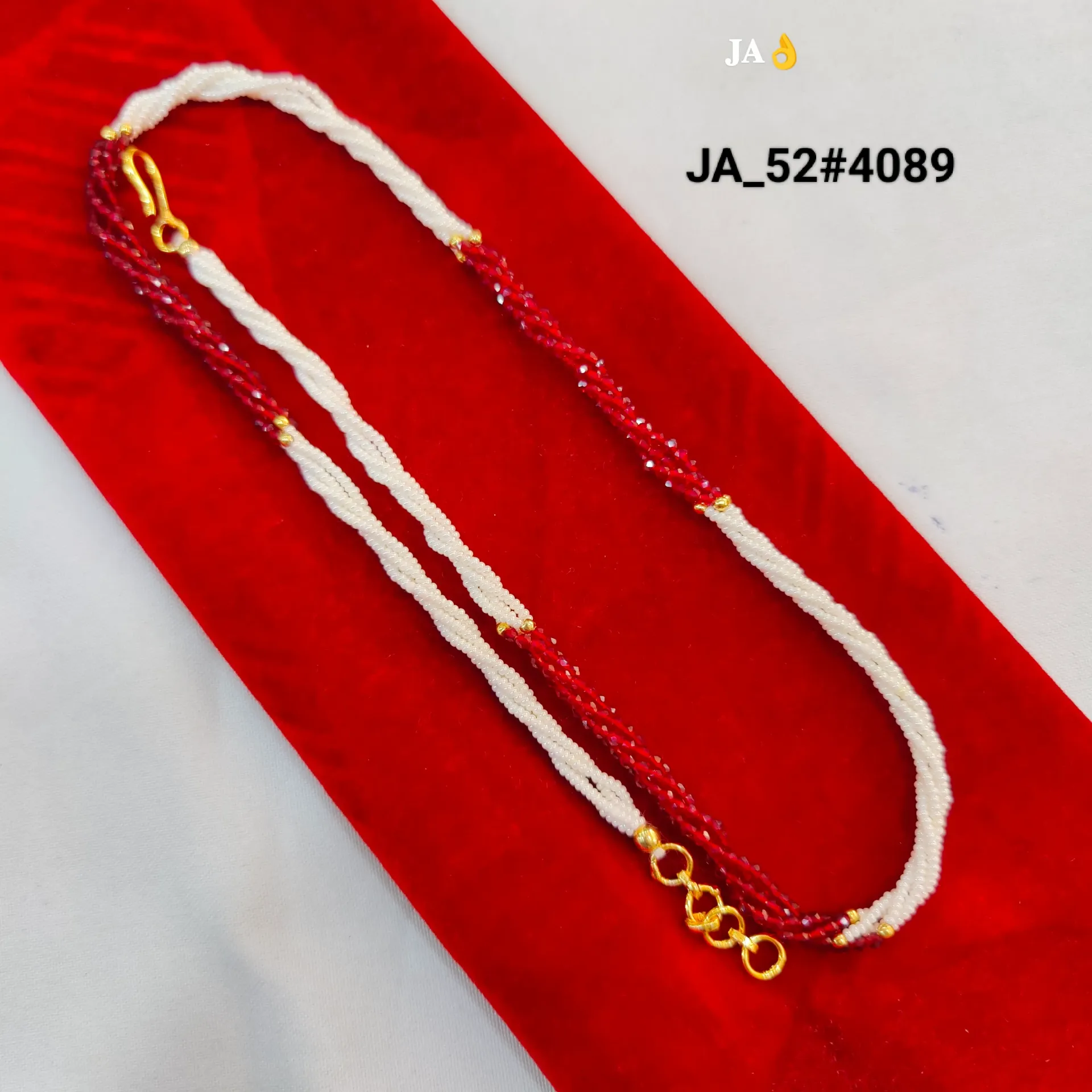 Gold Plated Twisted Crystal Bead Chain DN-4089
