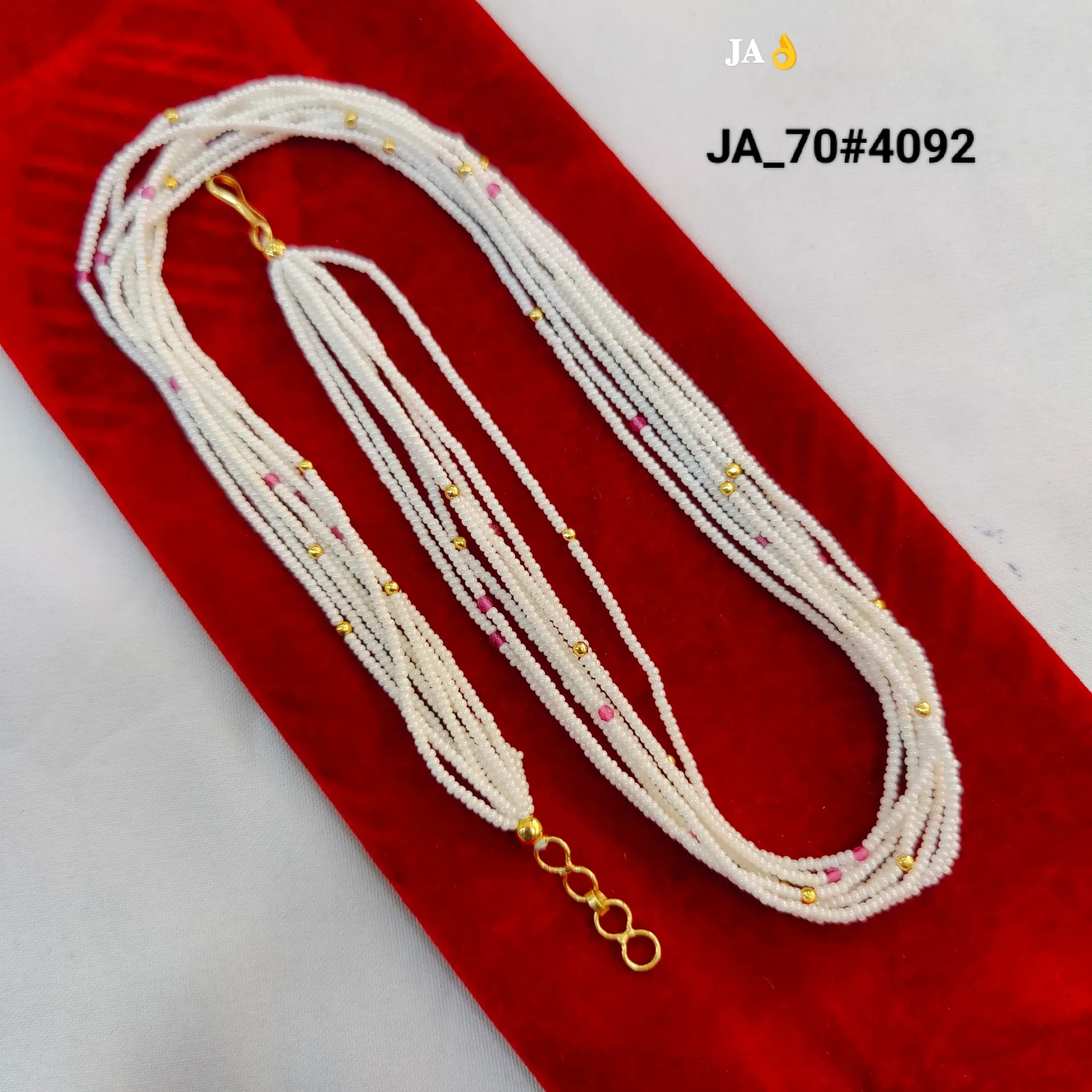 Gold Plated White Multi-Strand Seed Bead Chain DN-4092