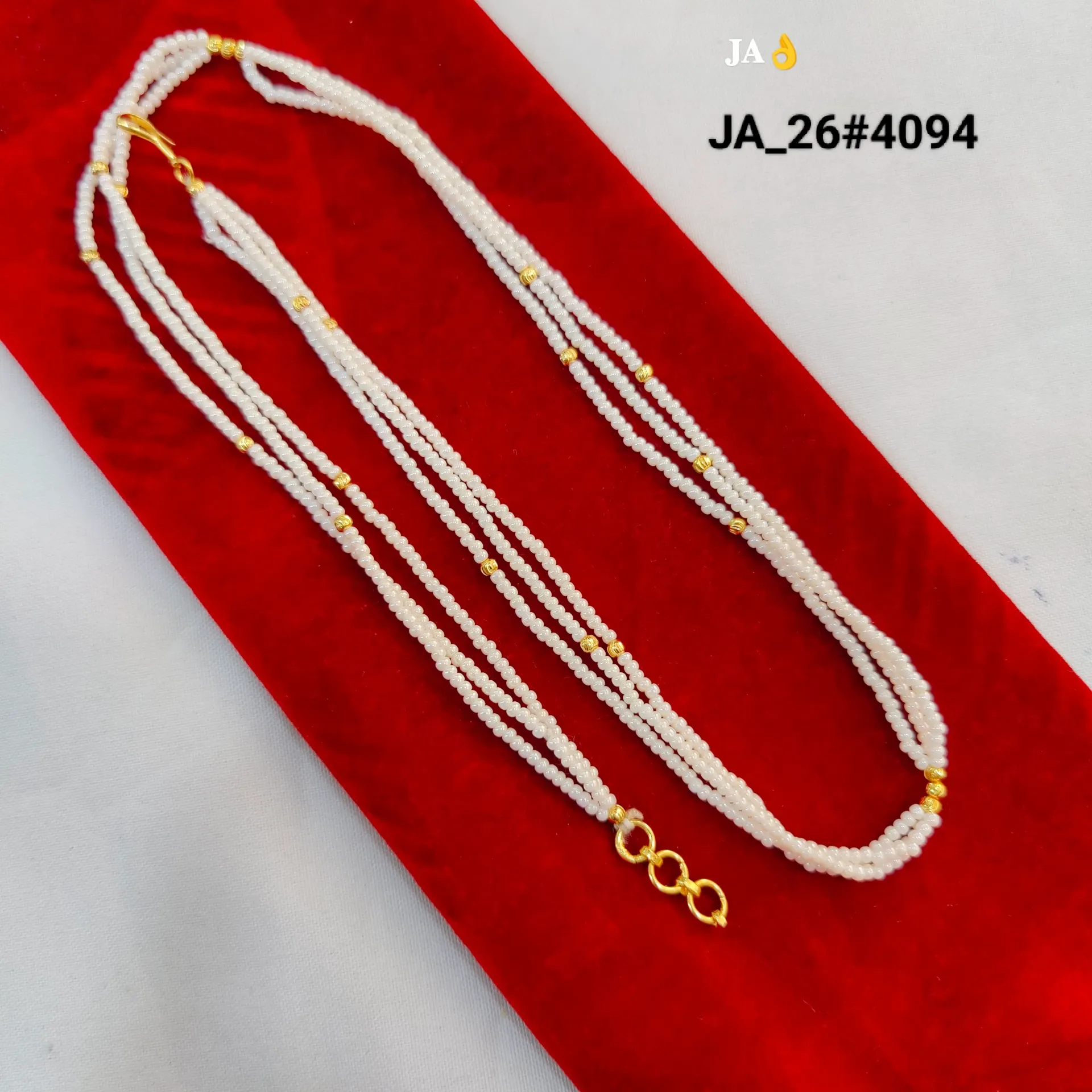 Gold Plated White Multi-Strand Bead Chain DN-4094