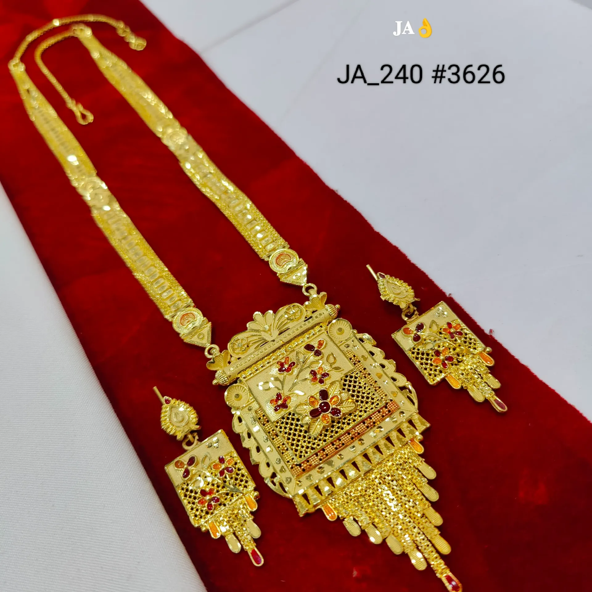 1 Gram Gold Plated Rani Haar Necklace Set DN-3626