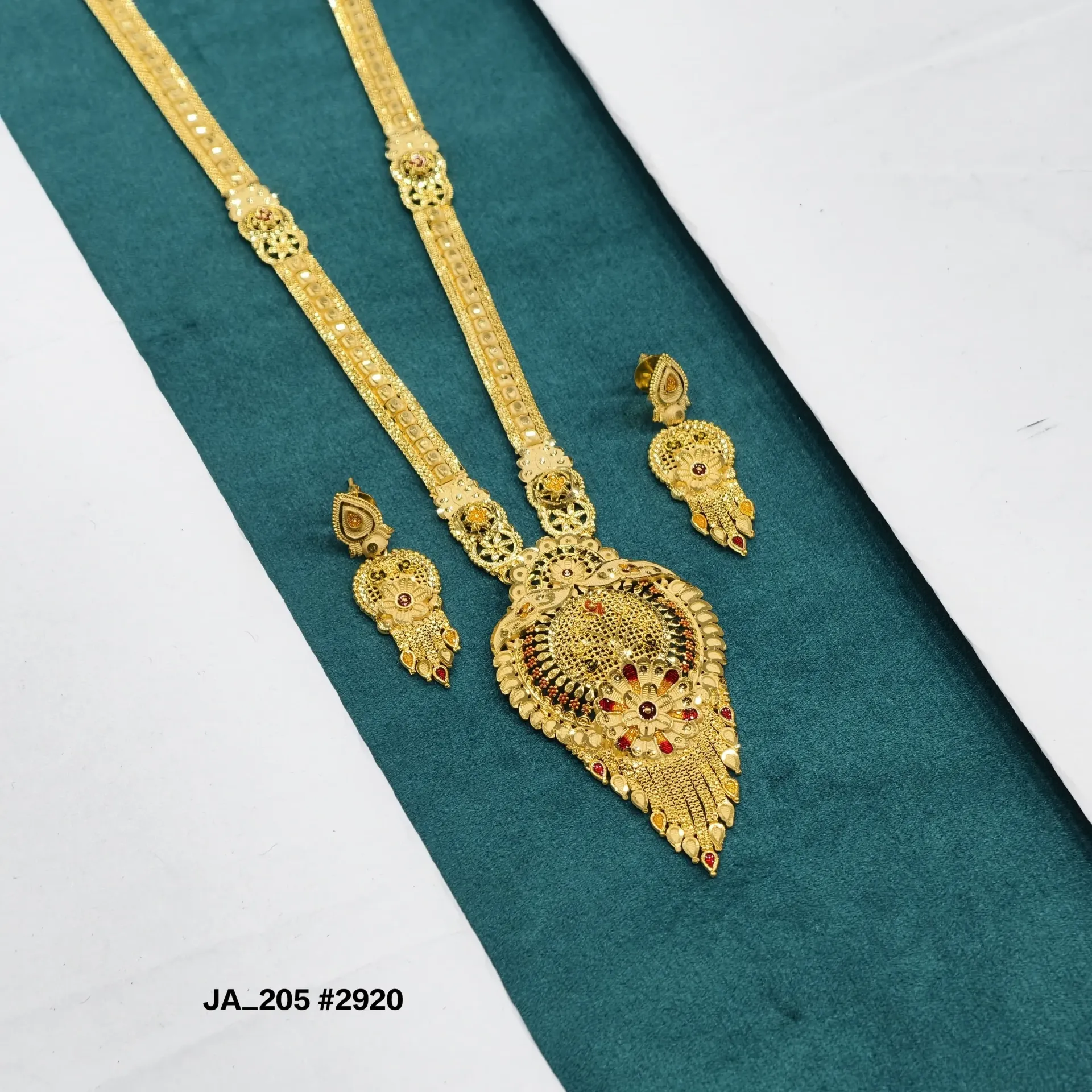 1 Gram Gold Plated Rani Haar Necklace Set DN-2920