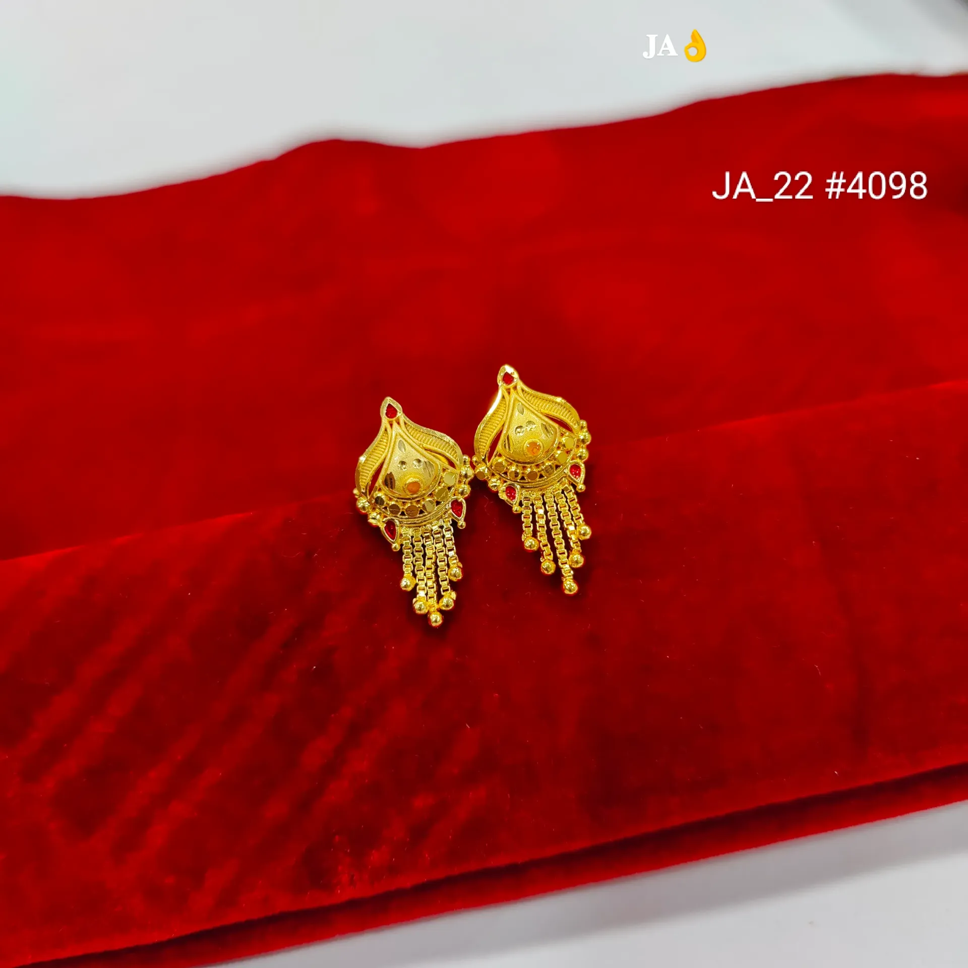 1 Gram Gold Plated Traditional Earrings DN-4098