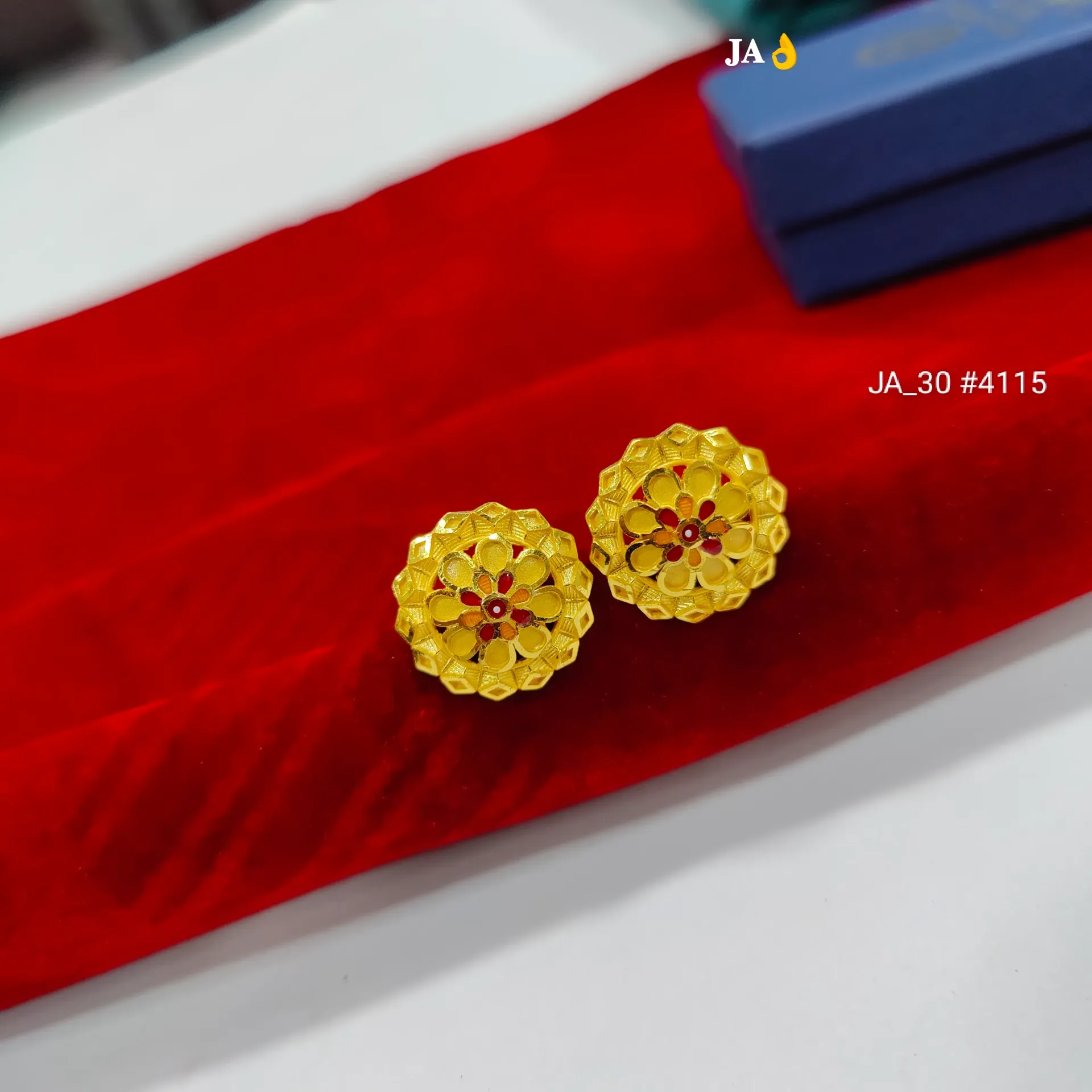 Intricate Layered Floral Gold Stud Earrings DN - 4115