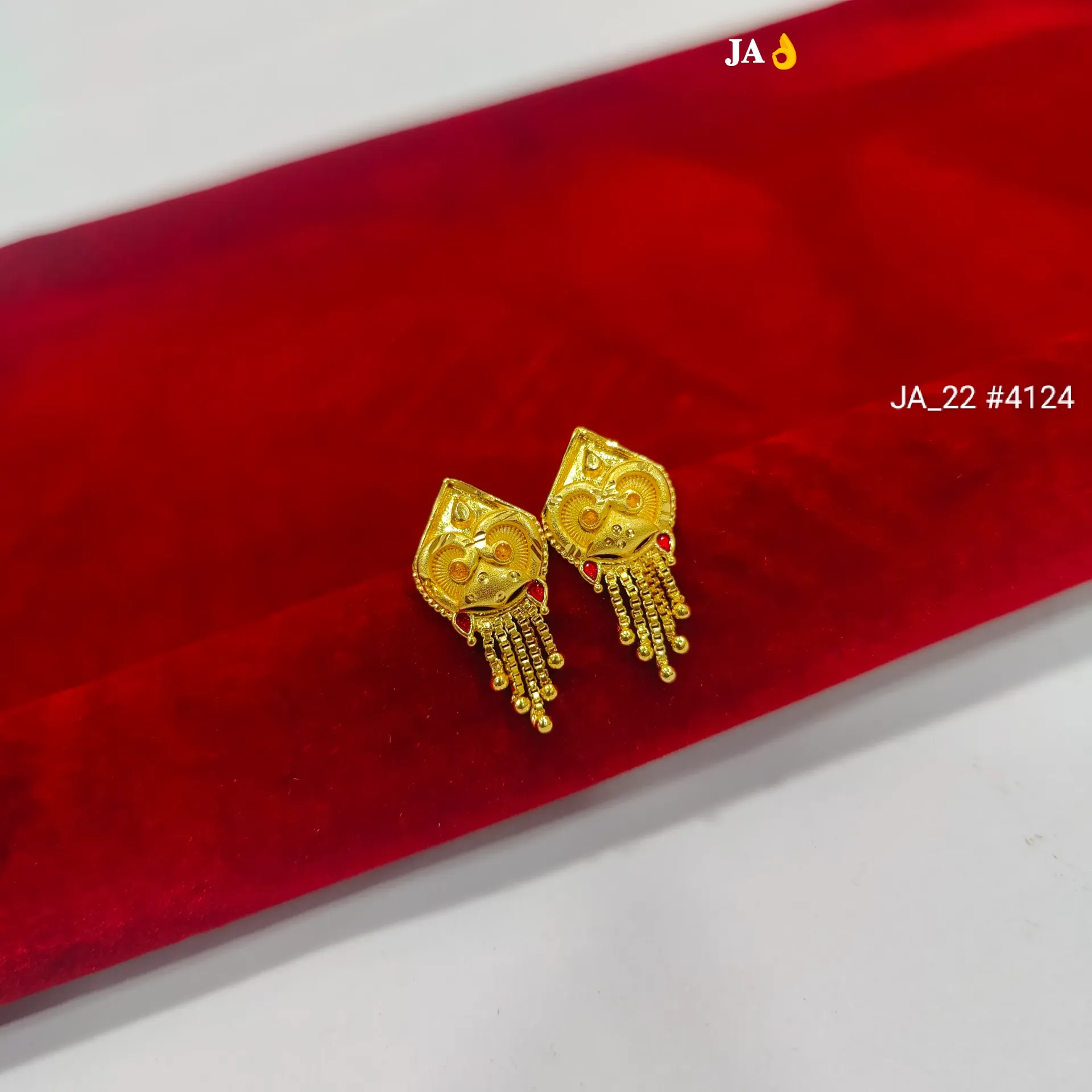 Ornate Gold Teardrop Dangle Earrings DN - 4124