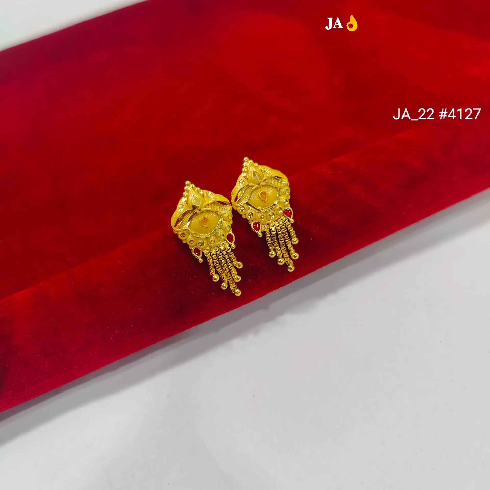Ornate Gold Shield Dangle Earrings DN - 4127