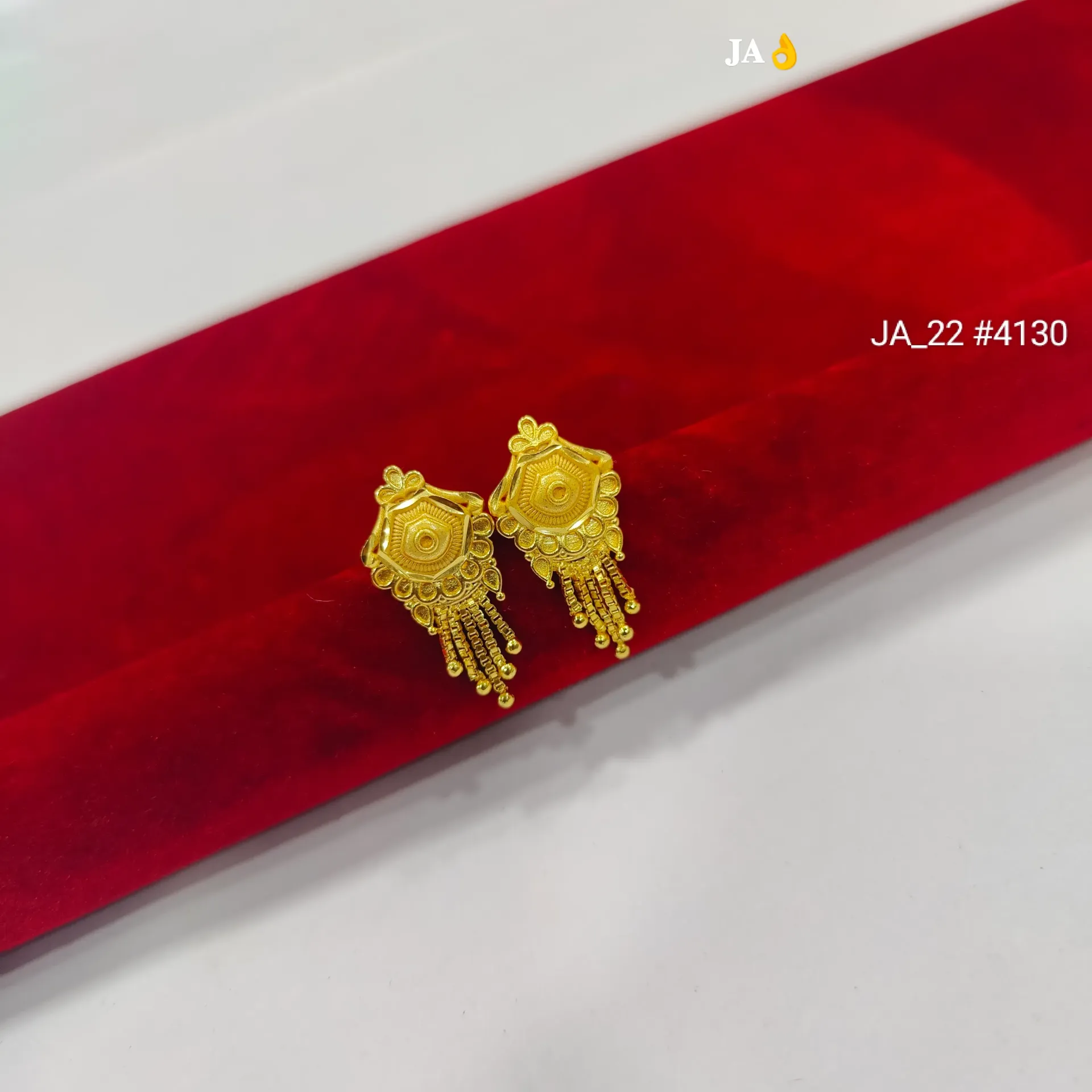 Geometric Gold Shield Dangle Earrings DN - 4130