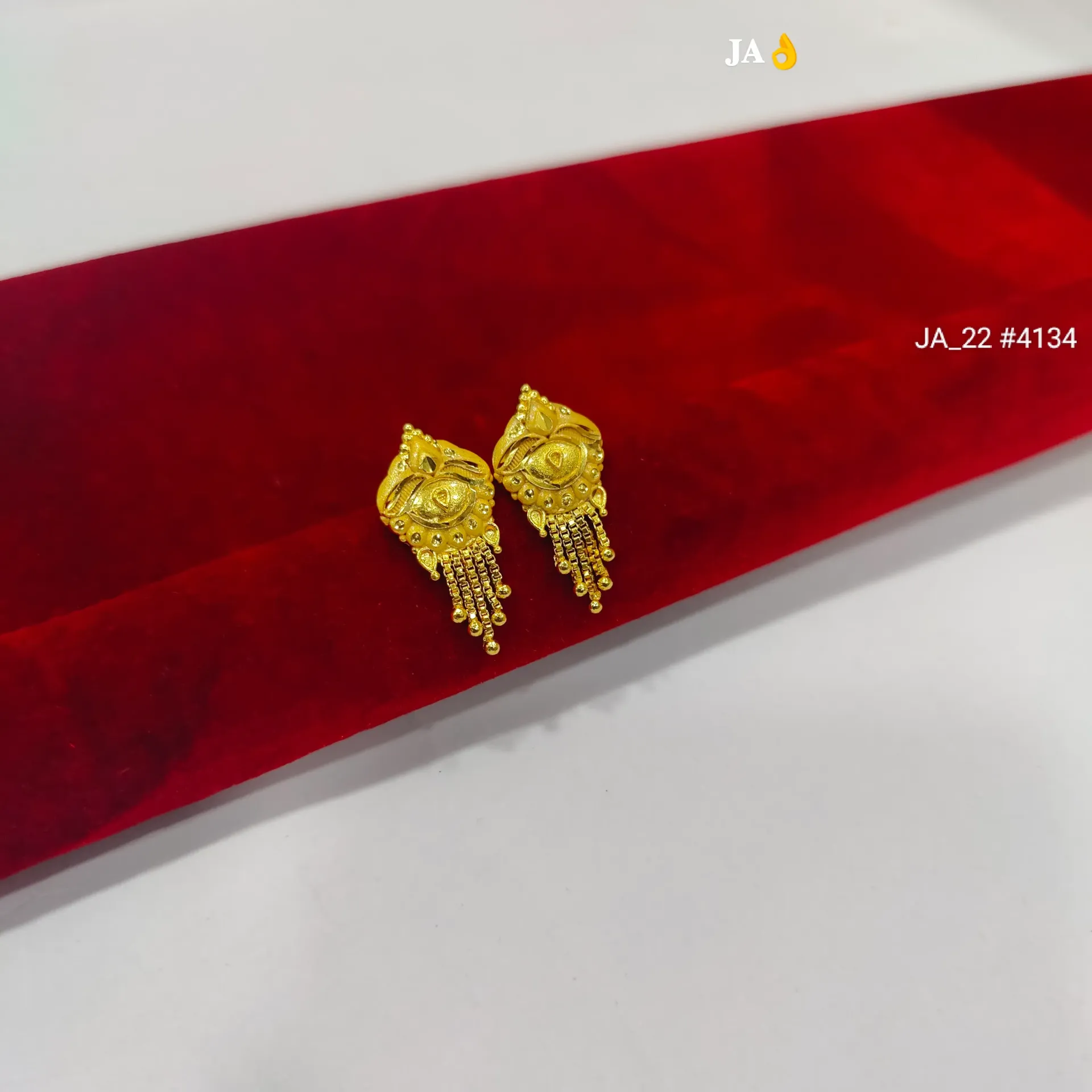 Traditional Gold Shield Dangle Earrings DN - 4134