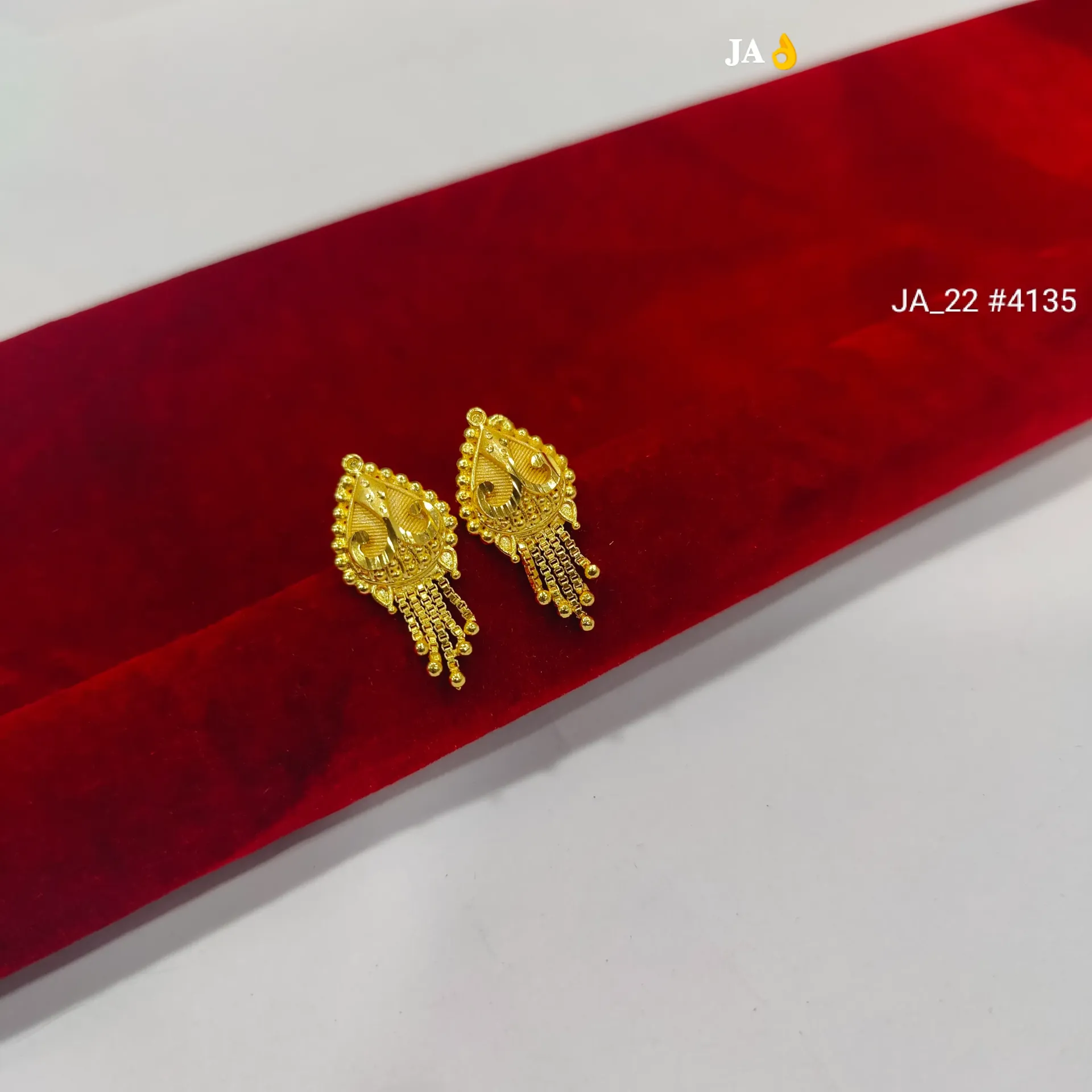 Ornate Gold Paisley Dangle Earrings DN - 4135