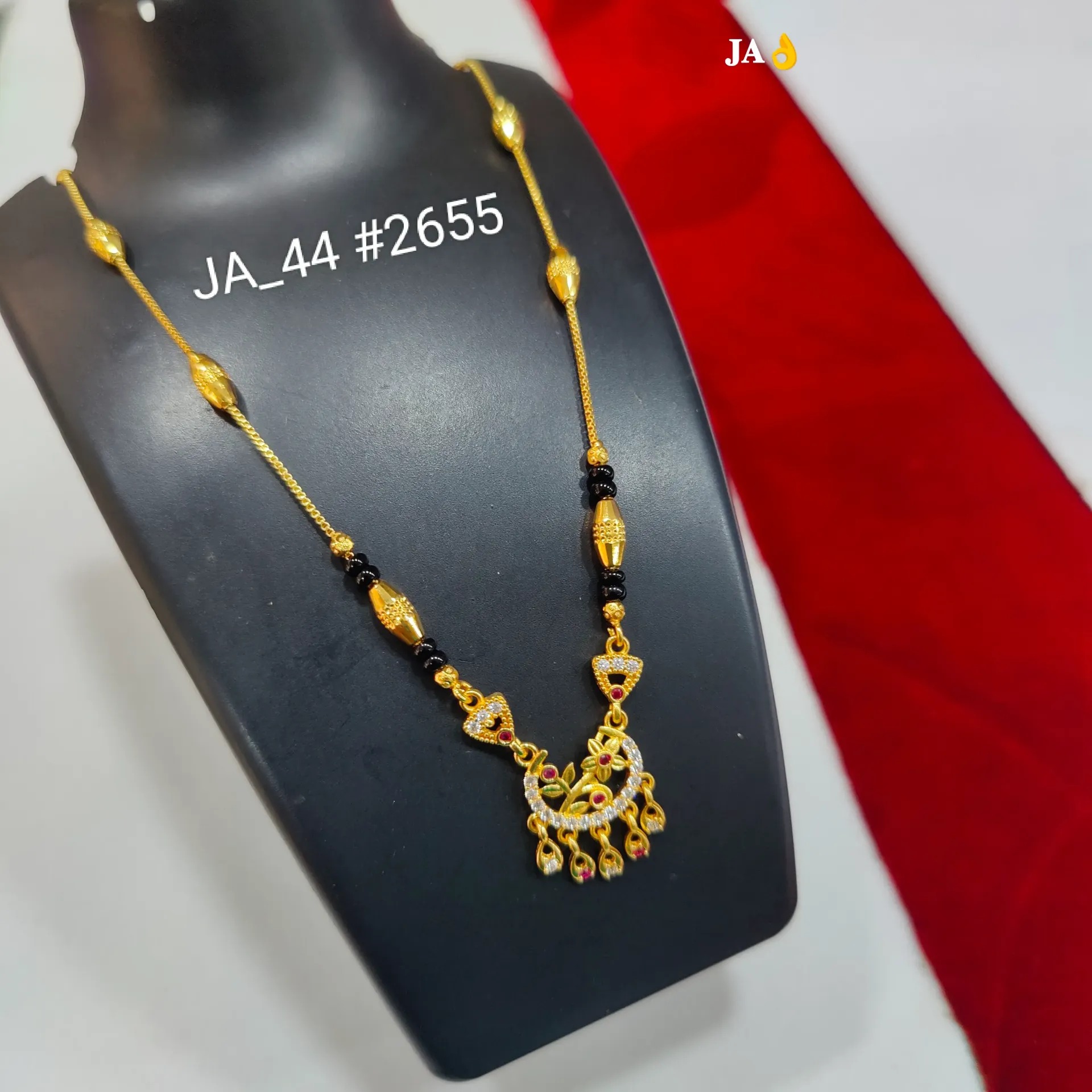 Ornate Floral Drop Gold Mangalsutra DN - 2655
