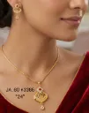 One Gram Gold Plated Square Ruby Accent Mesh Pendant Set with Earrings & Chain DN-3385 "24" Inch