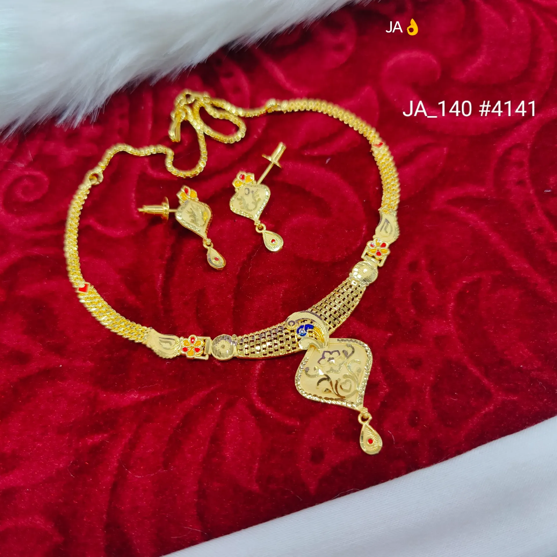 Women's 1 Gram Gold Plated  Necklace Set DN-4141