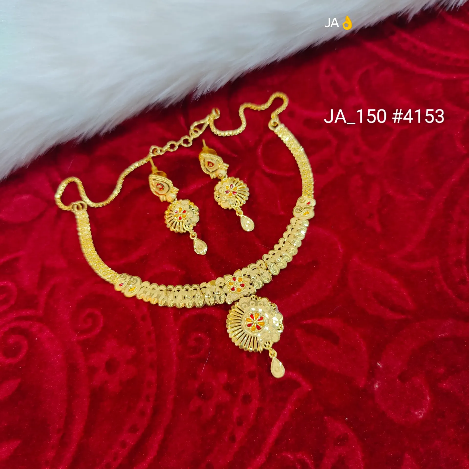 Women's 1 Gram Gold Plated Necklace Set DN-4153