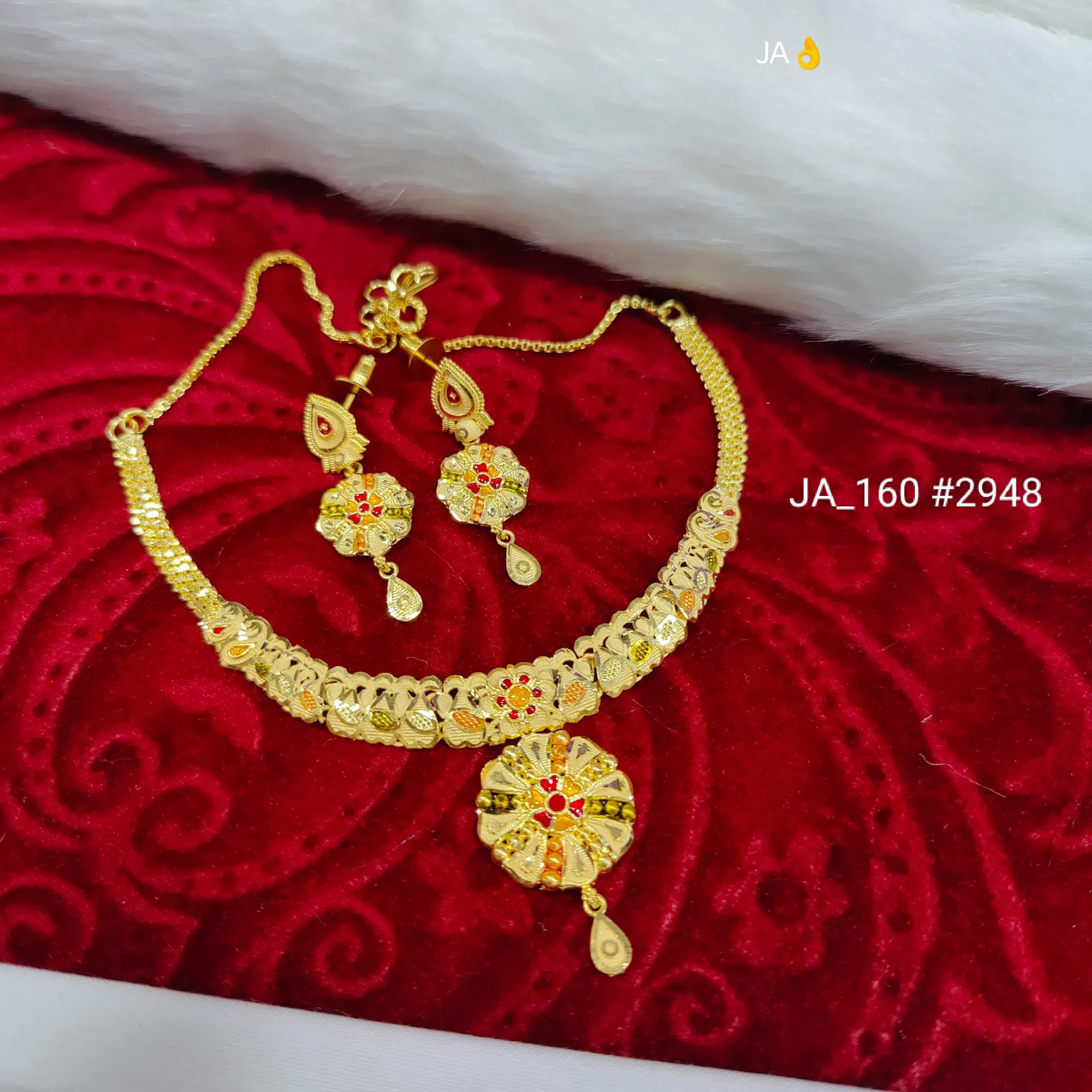 Women's 1 Gram Gold Plated  Necklace Set DN-2948