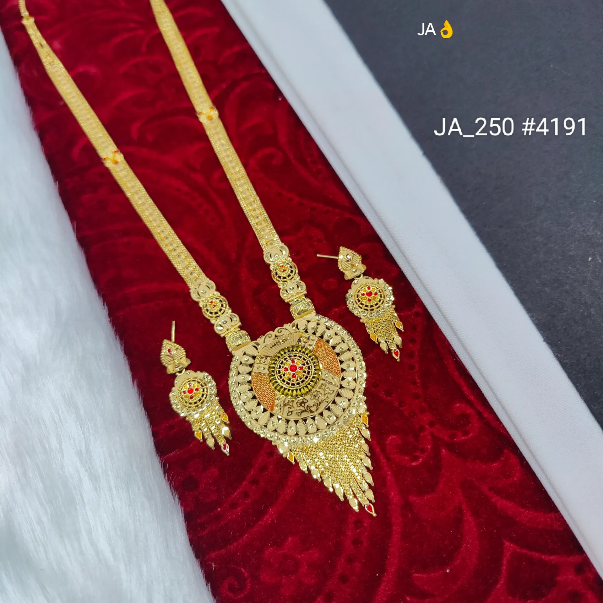 1 Gram Gold Plated  Rani Haar With Earrings DN-4191