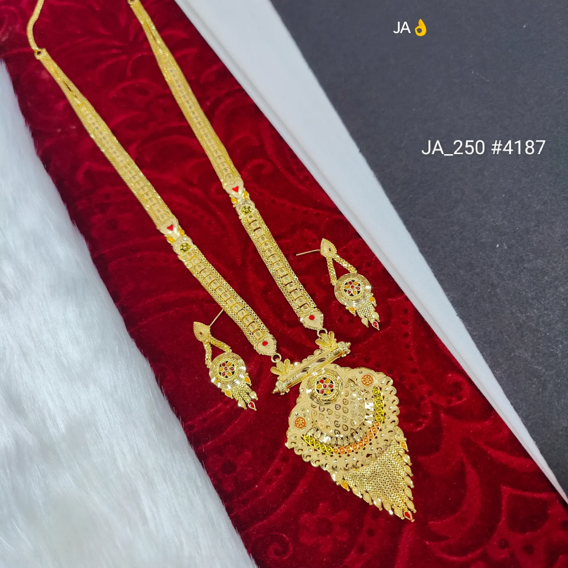 1 Gram Gold Plated Rani Haar With Earrings DN-4187
