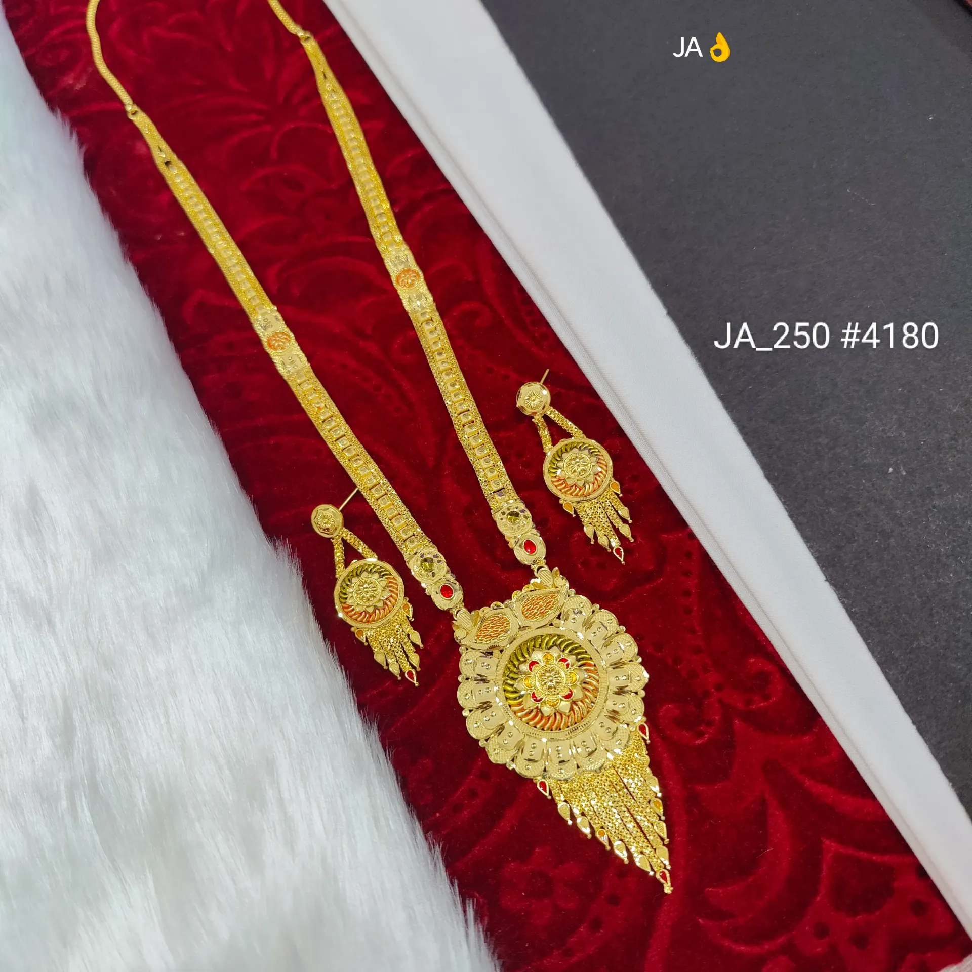 1 Gram Gold Plated Rani Haar with Earrings DN-4180
