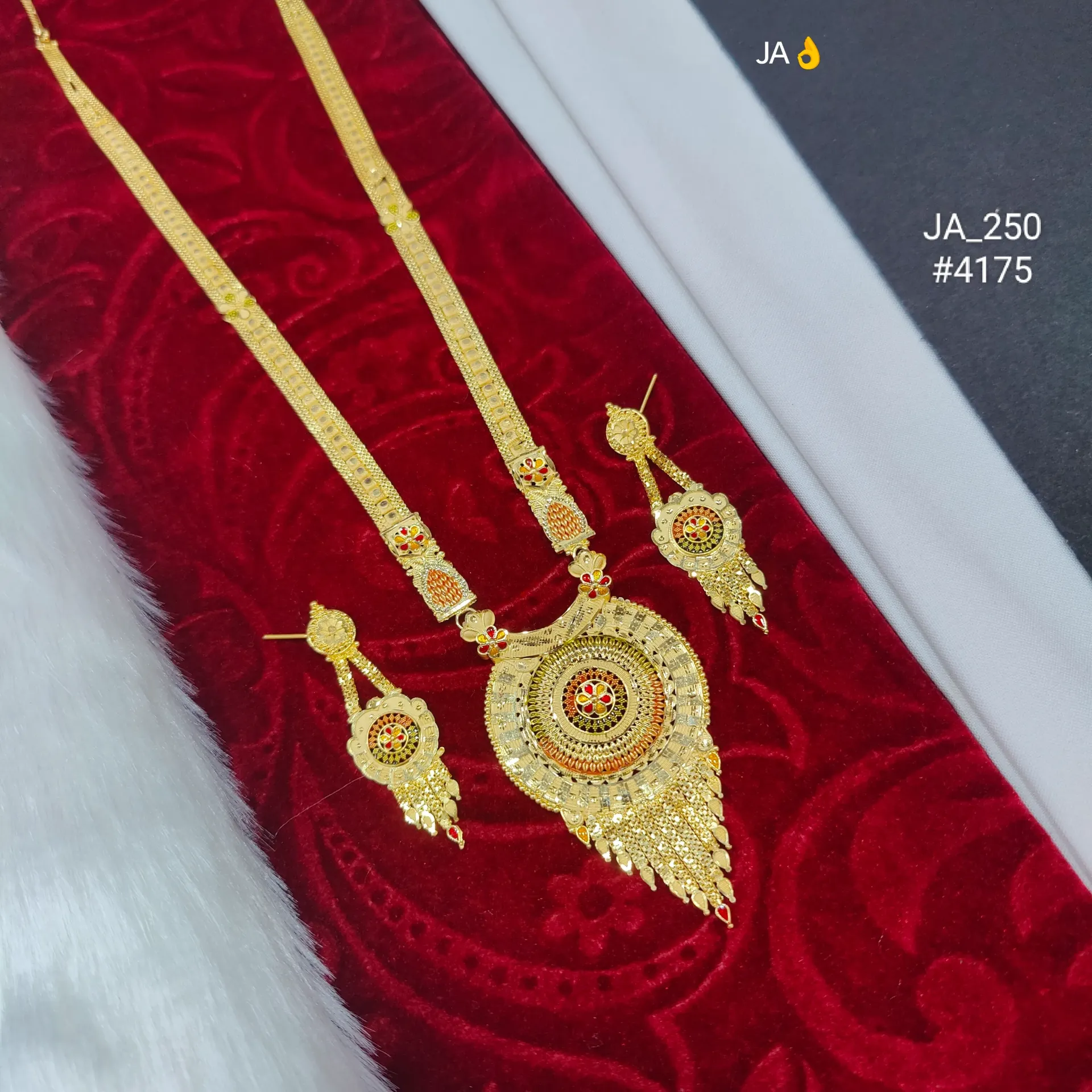1 Gram Gold Plated  Round Rani Haar Set DN-4175