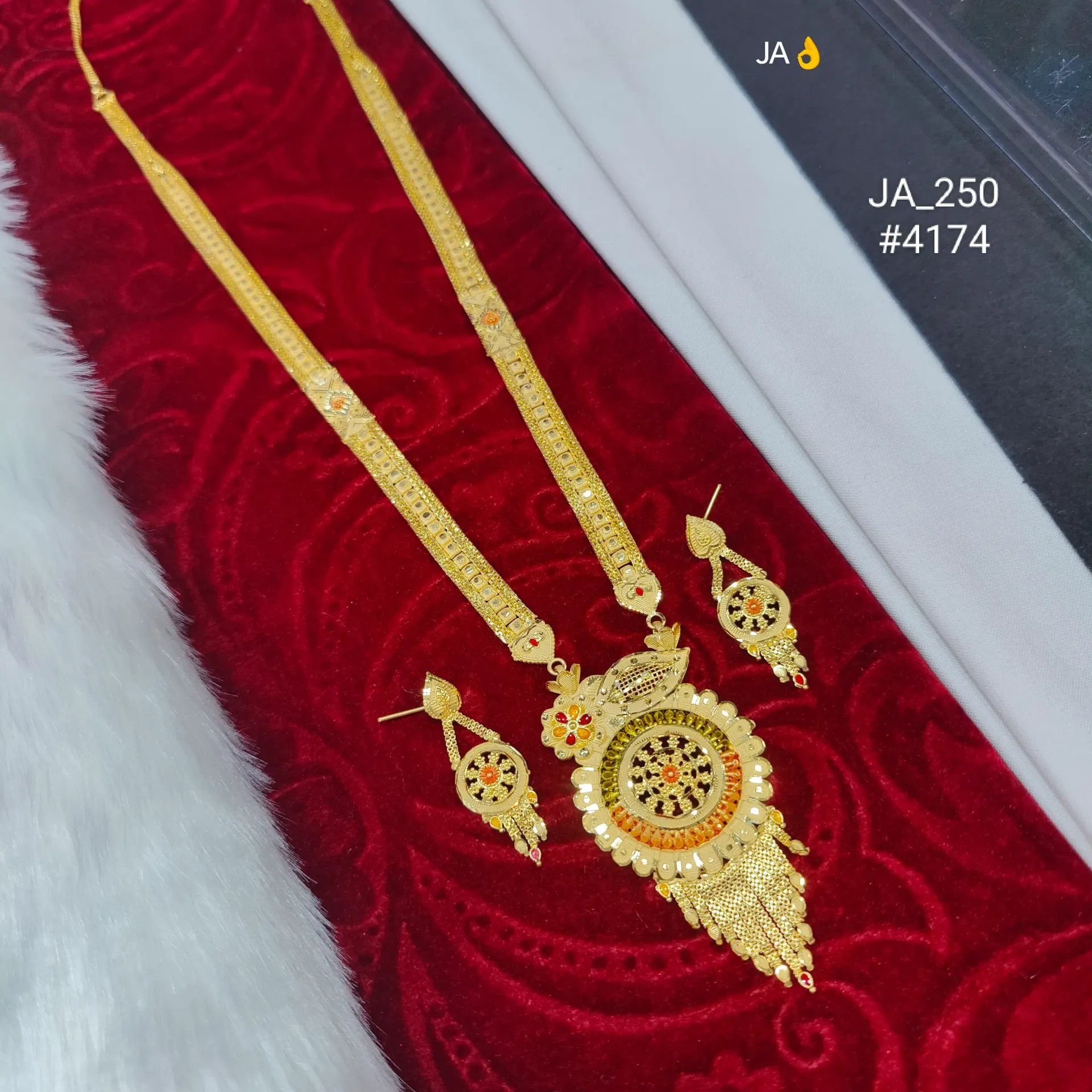 1 Gram Gold Plated Floral Rani Haar Set DN-4174
