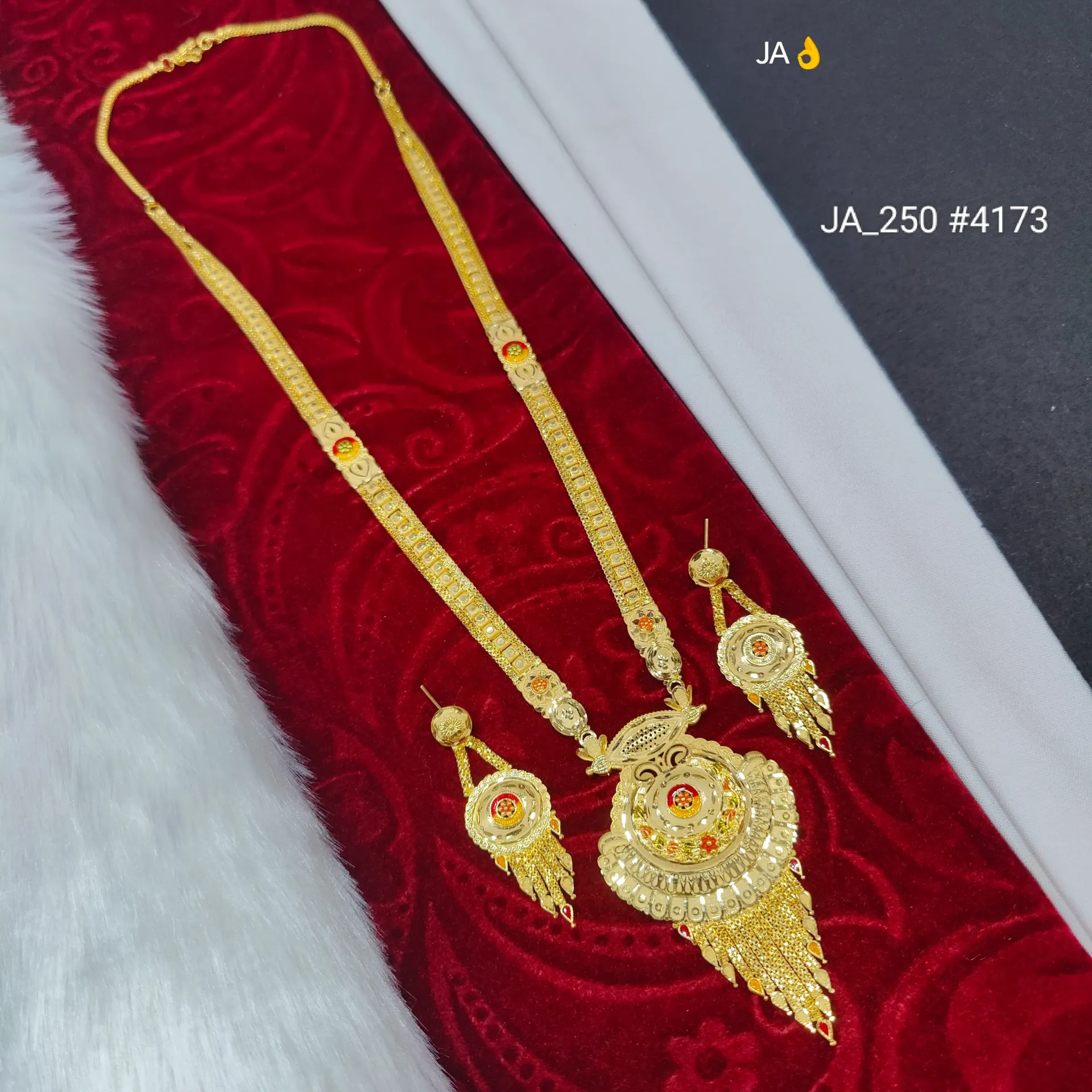 1 Gram Gold Plated  Designer Rani Haar Set DN-4173