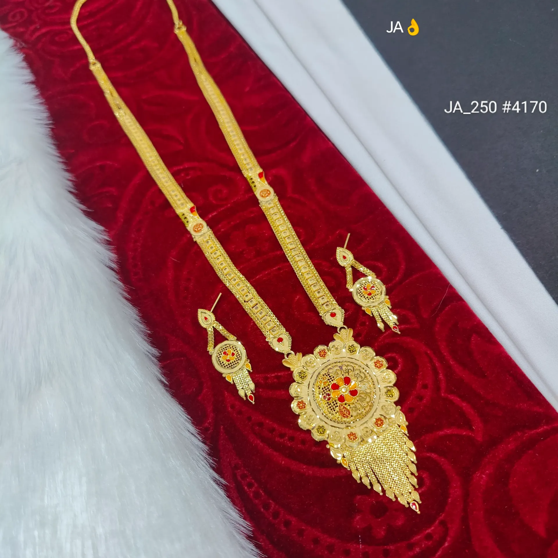 1 Gram Gold Plated  Floral Rani Haar Set  DN-4170