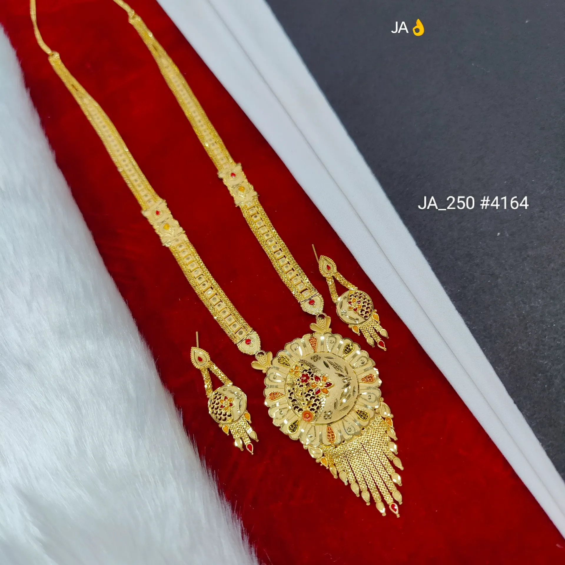Women's 1 Gram Gold Plated  Rani Haar Set DN-4164