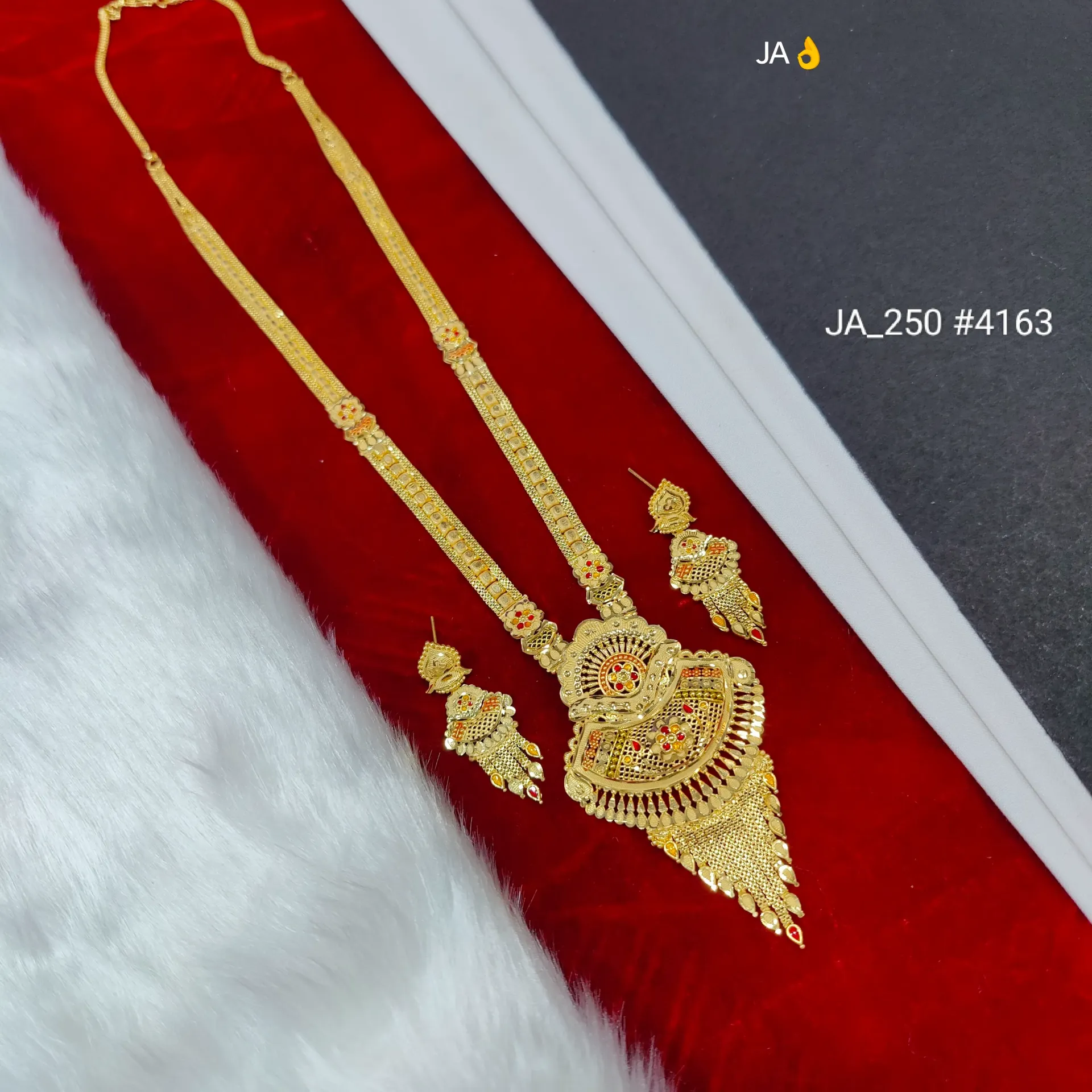 Women's 1 Gram Gold Plated Rani Haar Set DN-4163